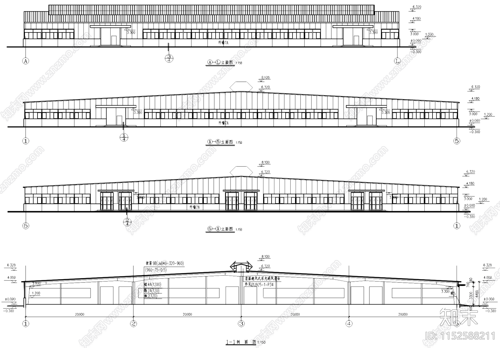 轻钢结构戊类库房车间厂房工业建筑cad施工图下载【ID:1152588211】