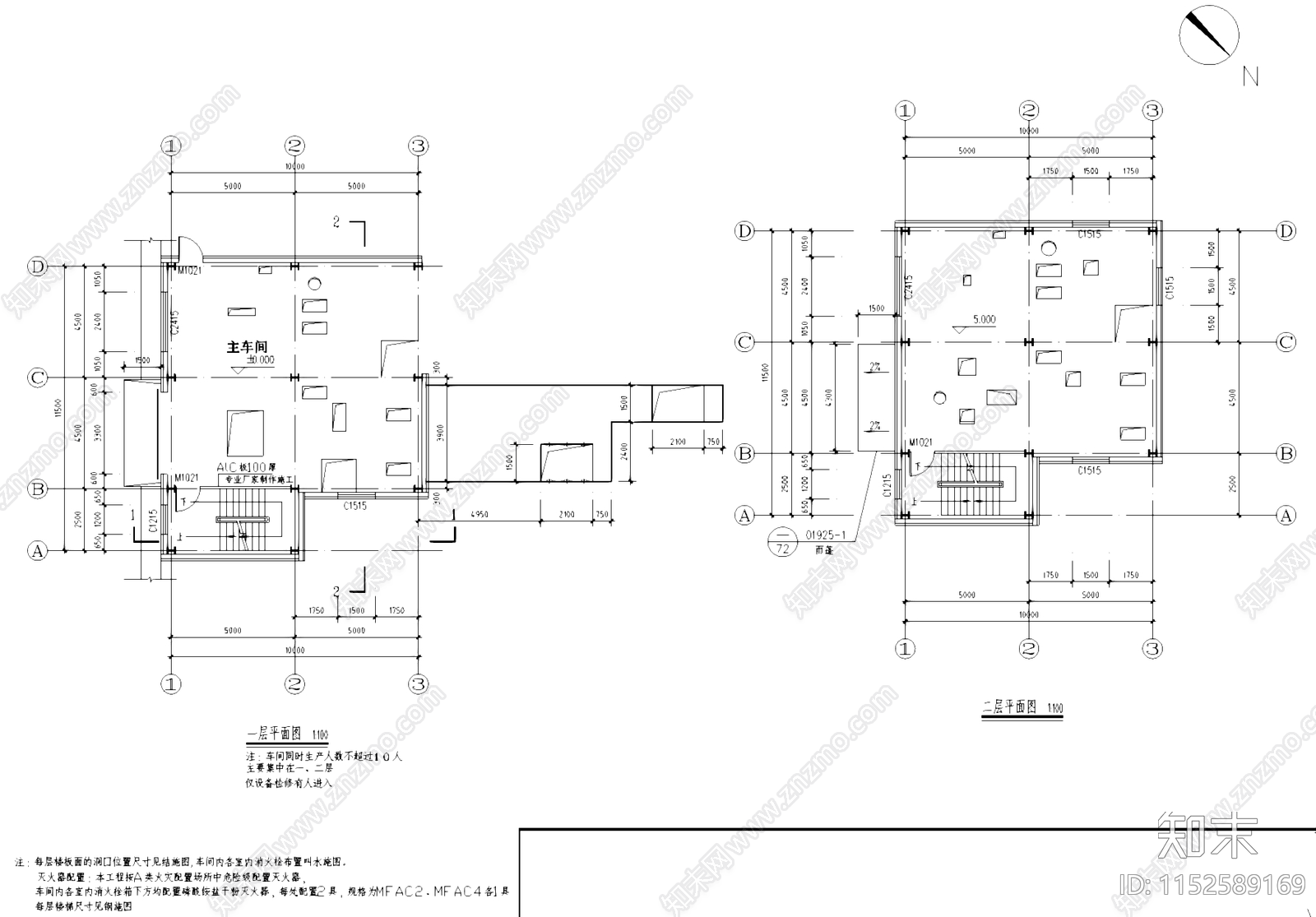 五层钢结构车间厂房大楼工业建筑cad施工图下载【ID:1152589169】