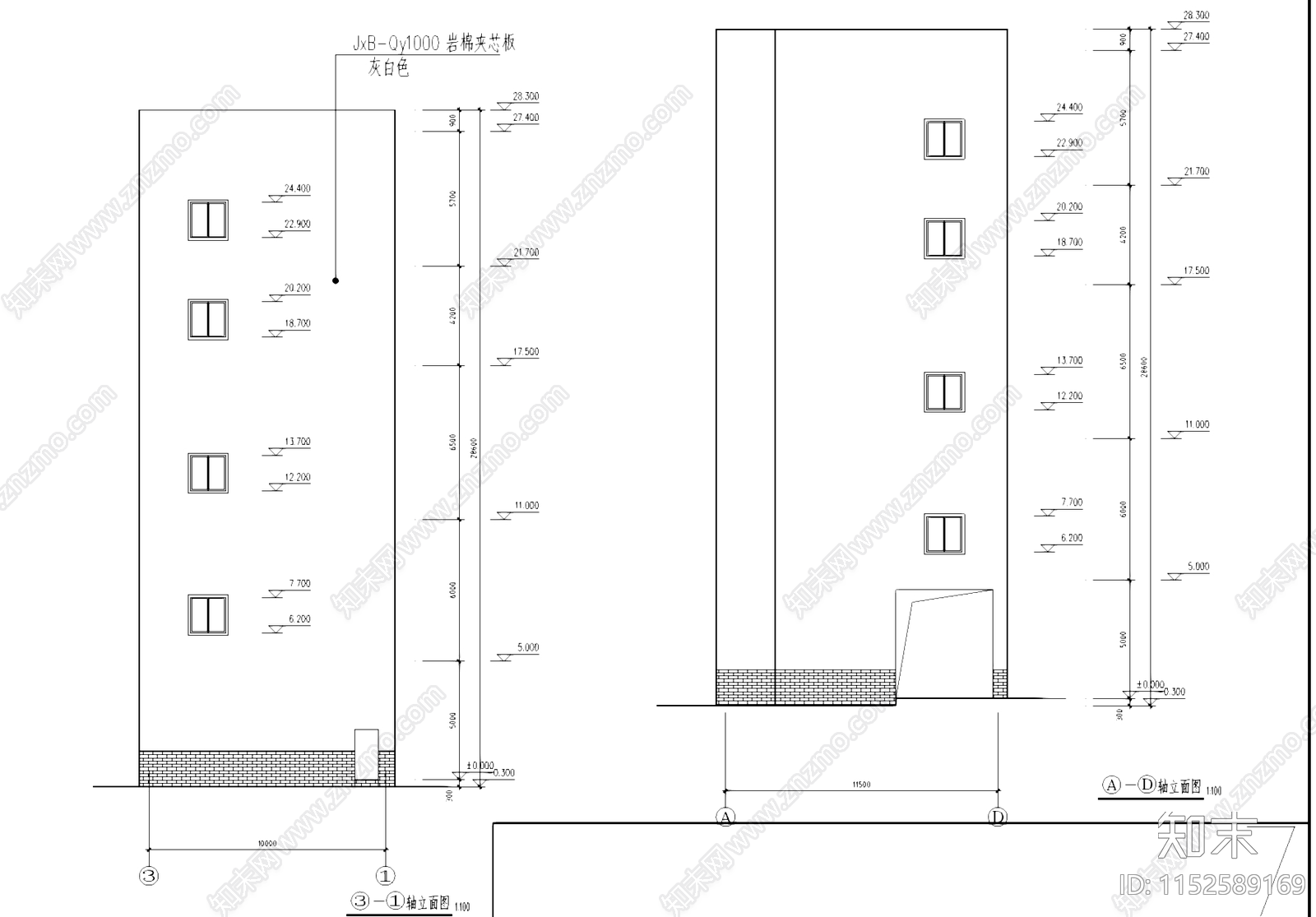 五层钢结构车间厂房大楼工业建筑cad施工图下载【ID:1152589169】