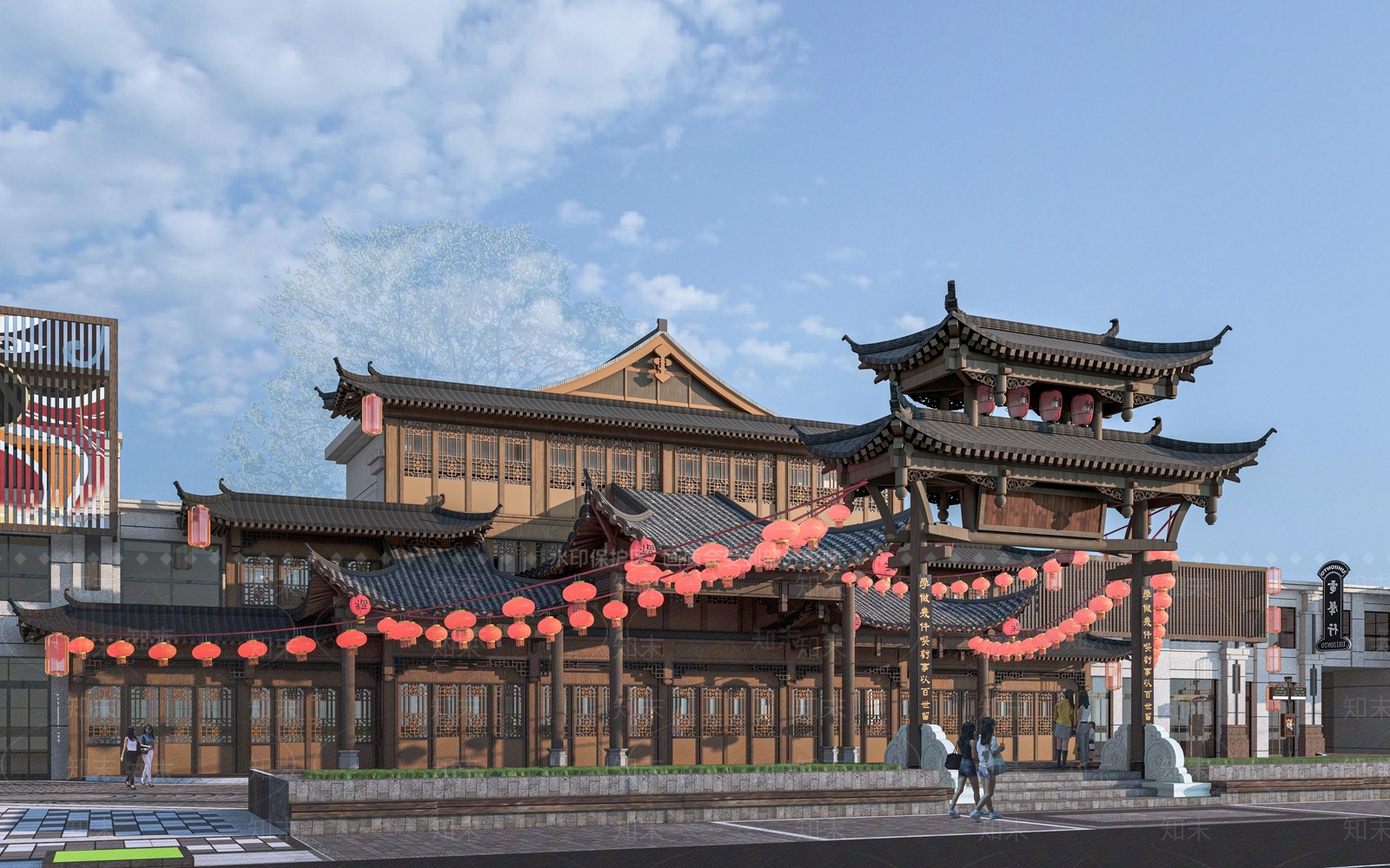 新中式商业街3D模型下载【ID:1152589288】