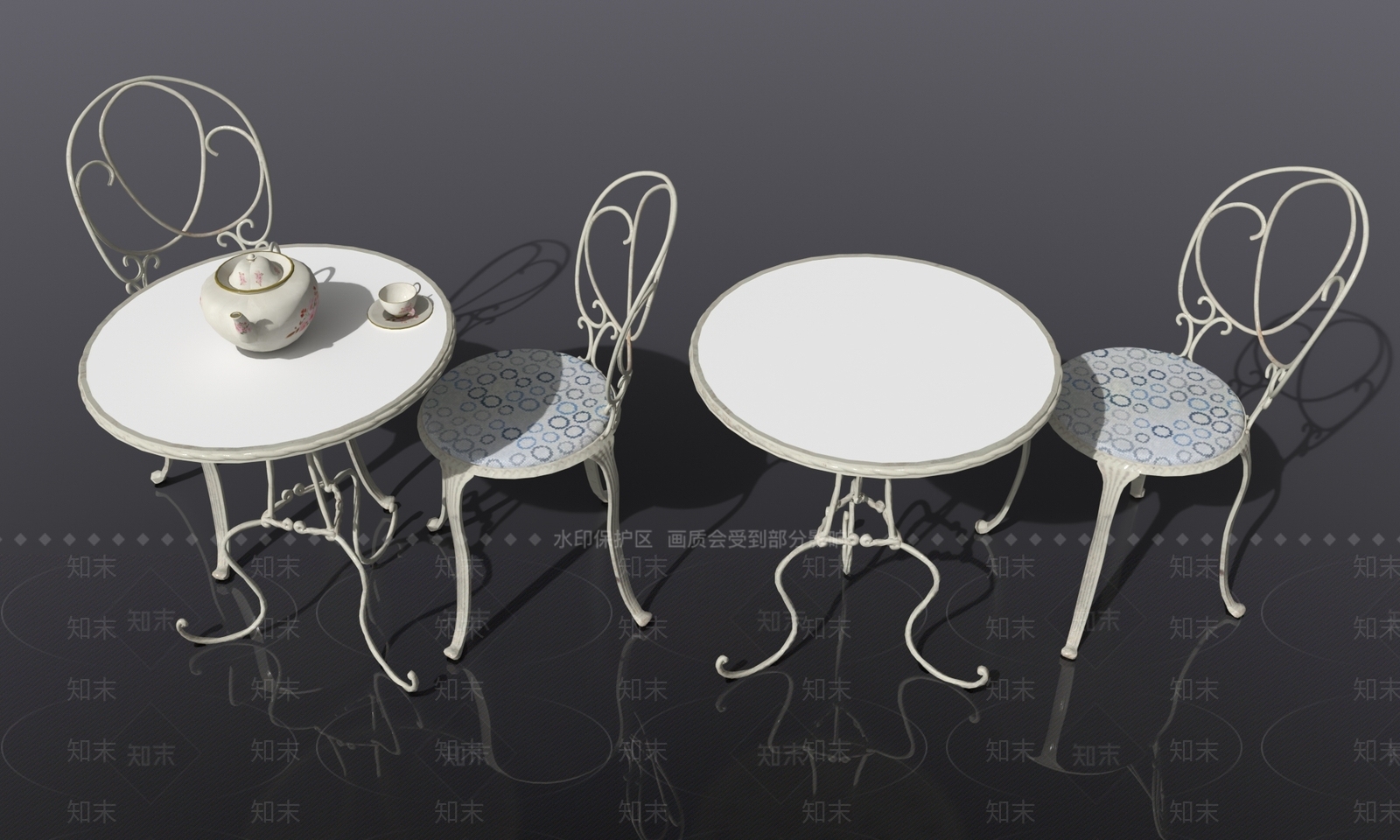 简欧铁艺洽谈桌椅3D模型下载【ID:1152591581】