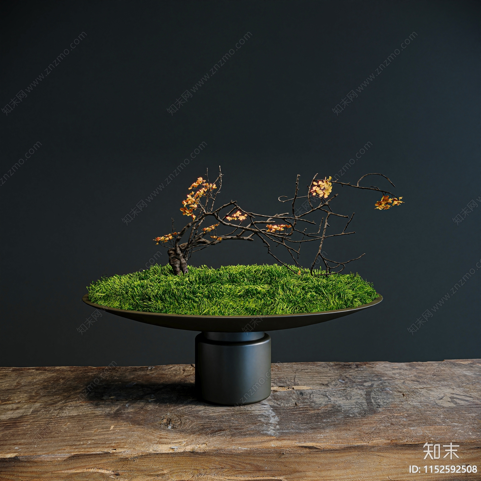 现代苔藓盆景3D模型下载【ID:1152592508】