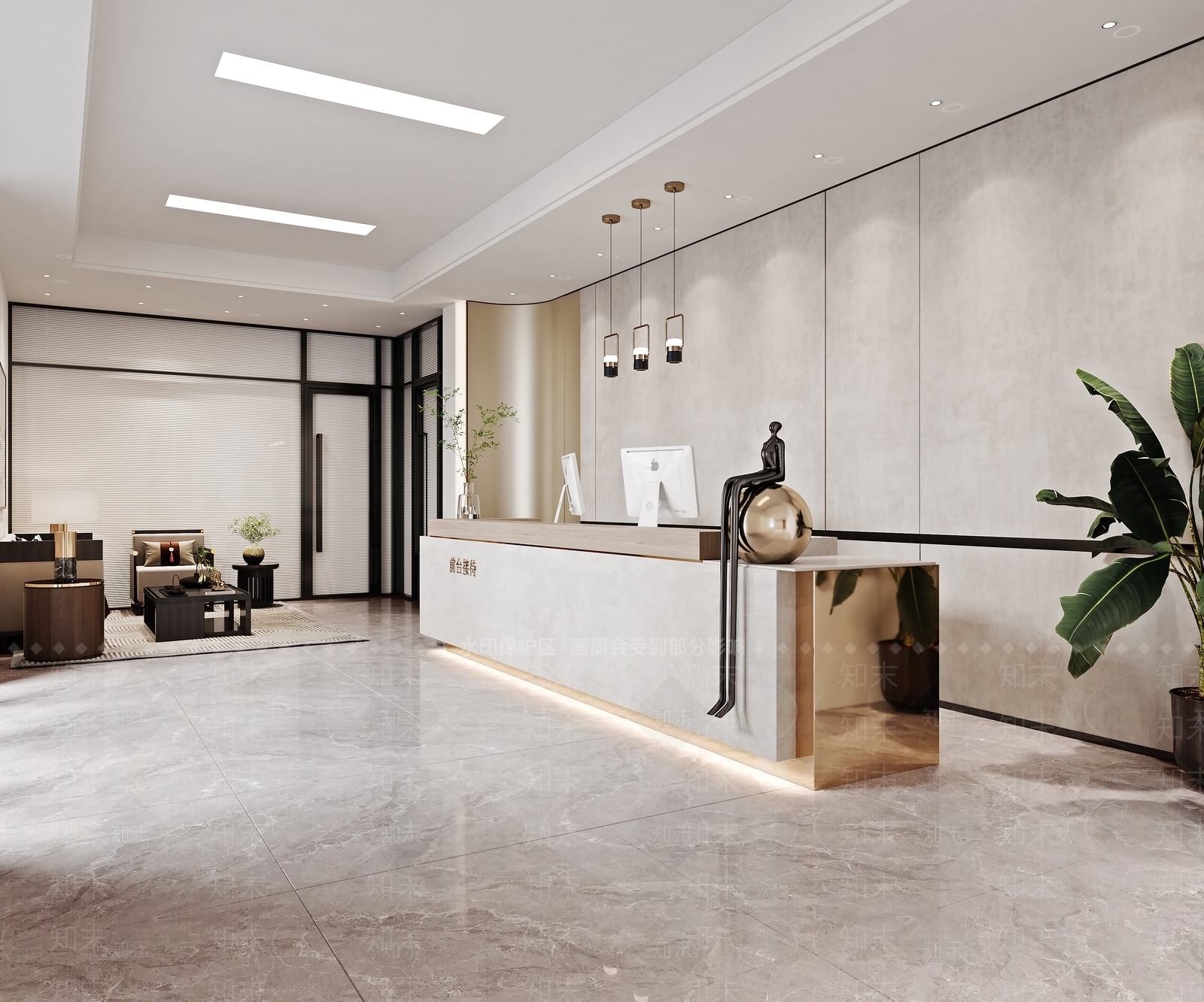 现代公司前台3D模型下载【ID:1152594795】