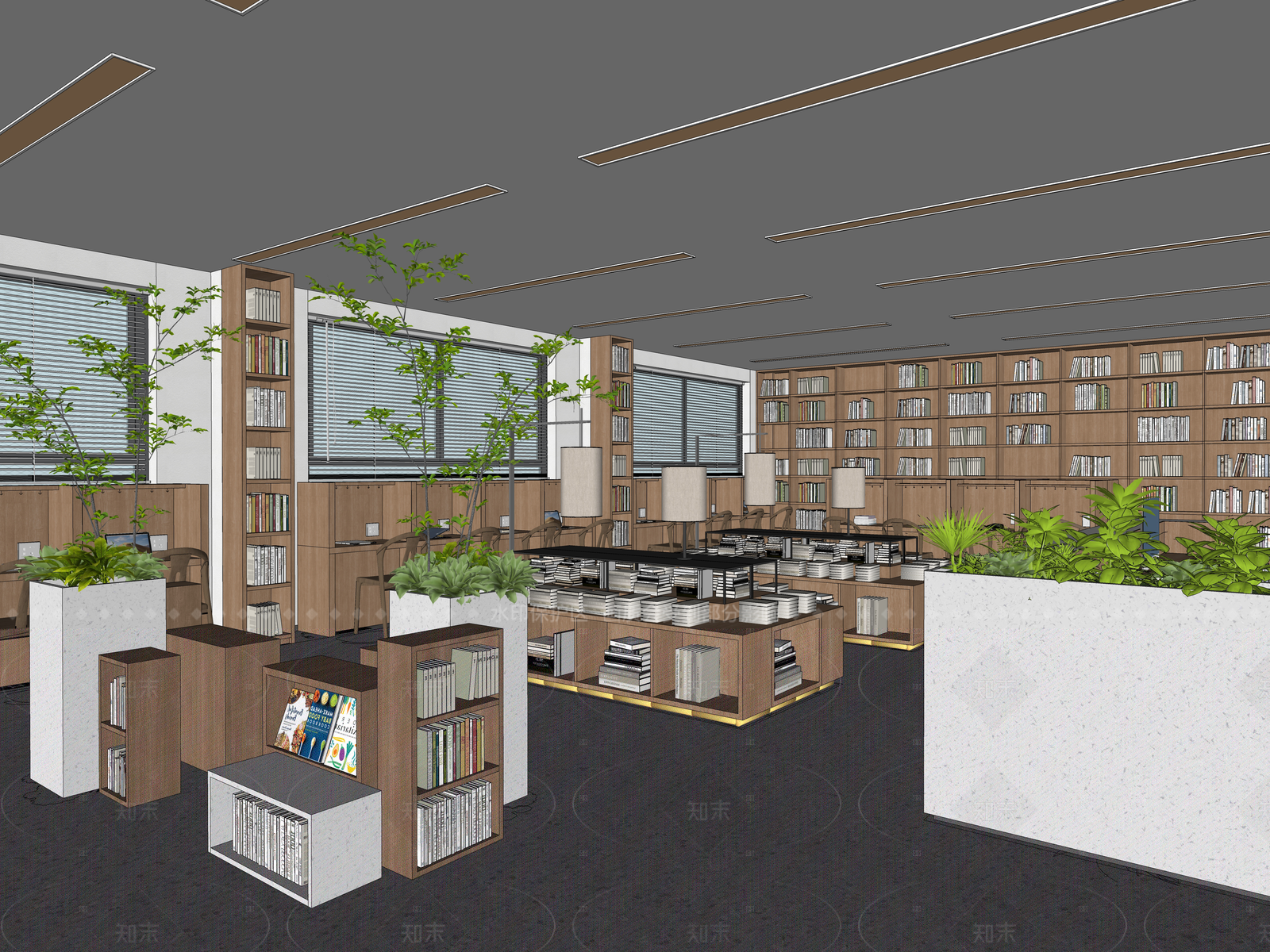 新中式图书馆SU模型下载【ID:1215956677】