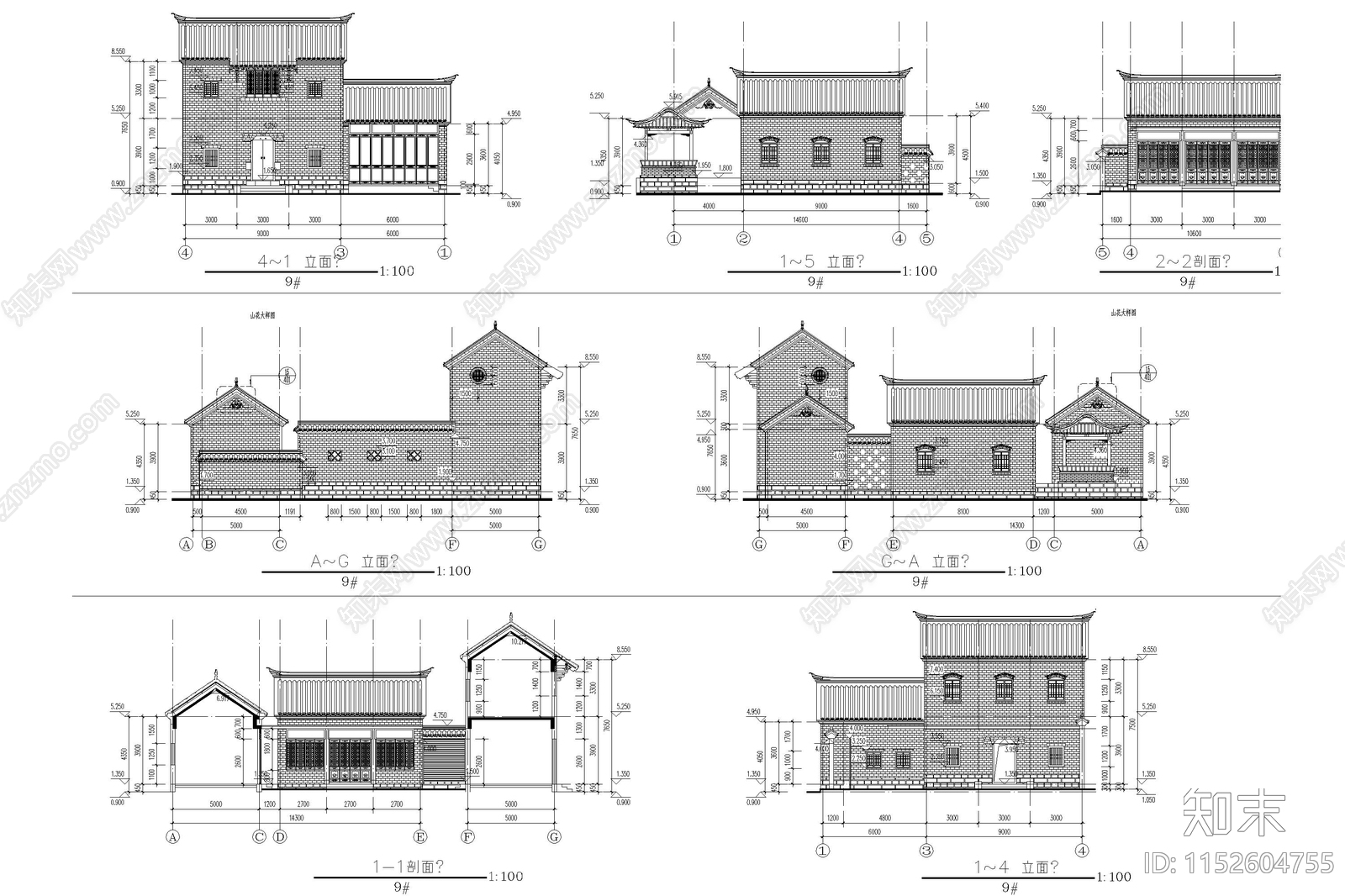 新中式岭南建筑施工图下载【ID:1152604755】