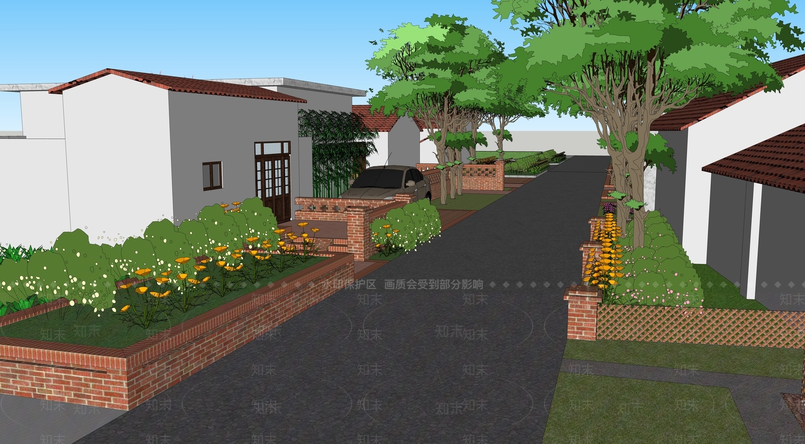 现代乡村庭院SU模型下载【ID:1152605533】
