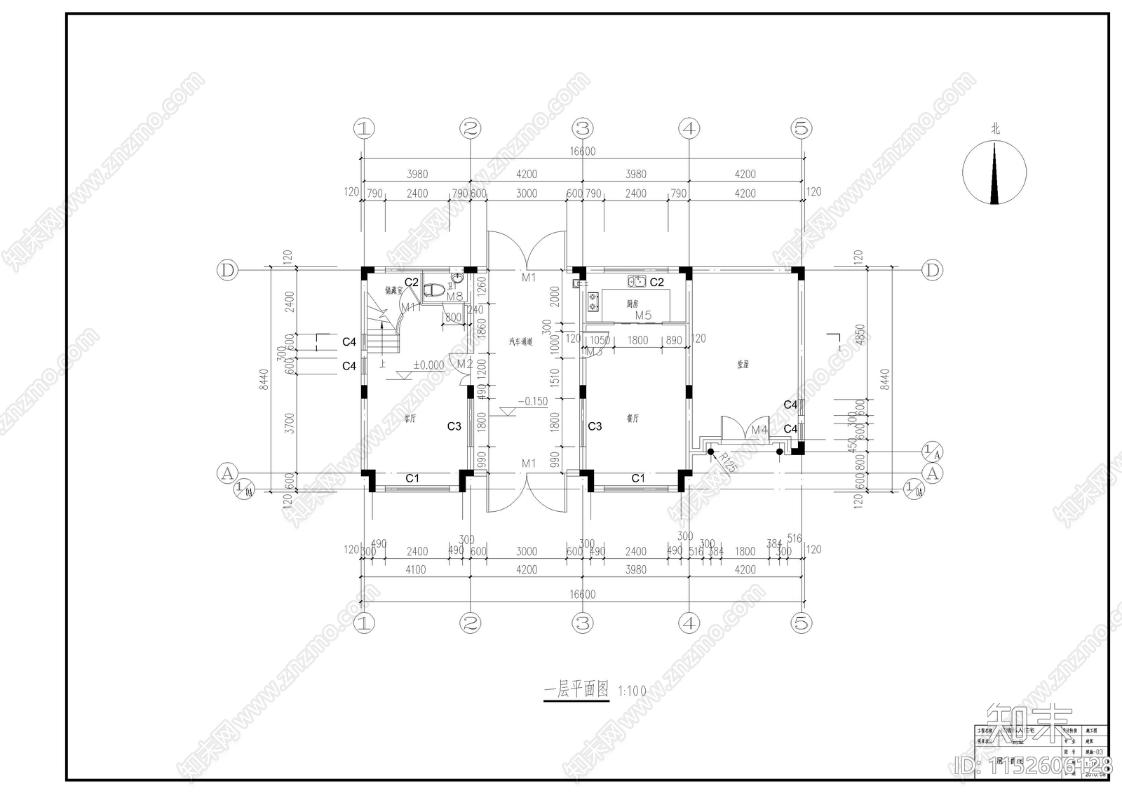 欧式简约农村别墅建筑cad施工图下载【ID:1152606128】