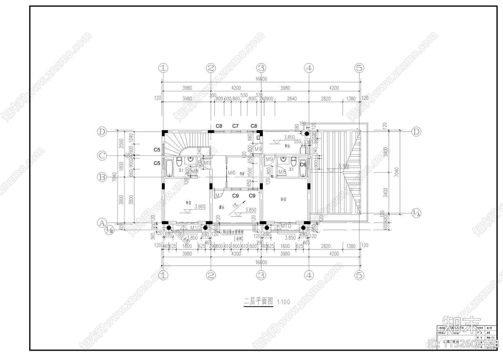 欧式简约农村别墅建筑cad施工图下载【ID:1152606128】