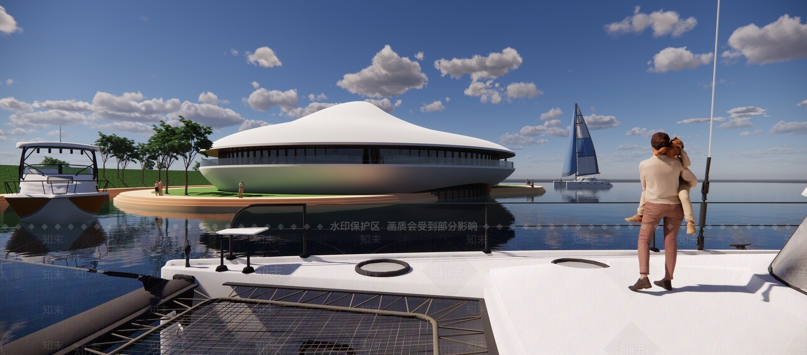 现代海洋展示馆SU模型下载【ID:1152606213】