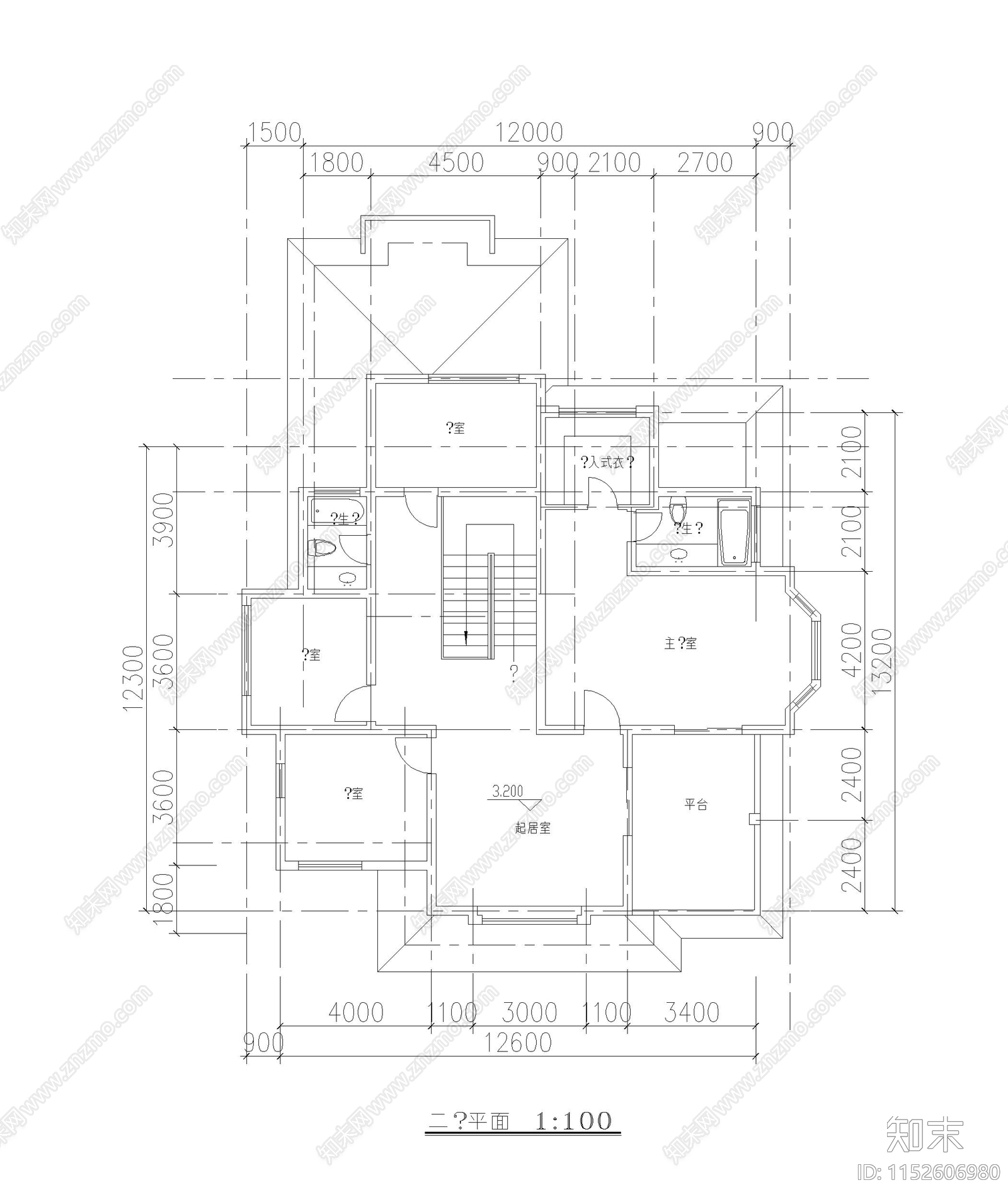 欧式简约农村别墅建筑cad施工图下载【ID:1152606980】