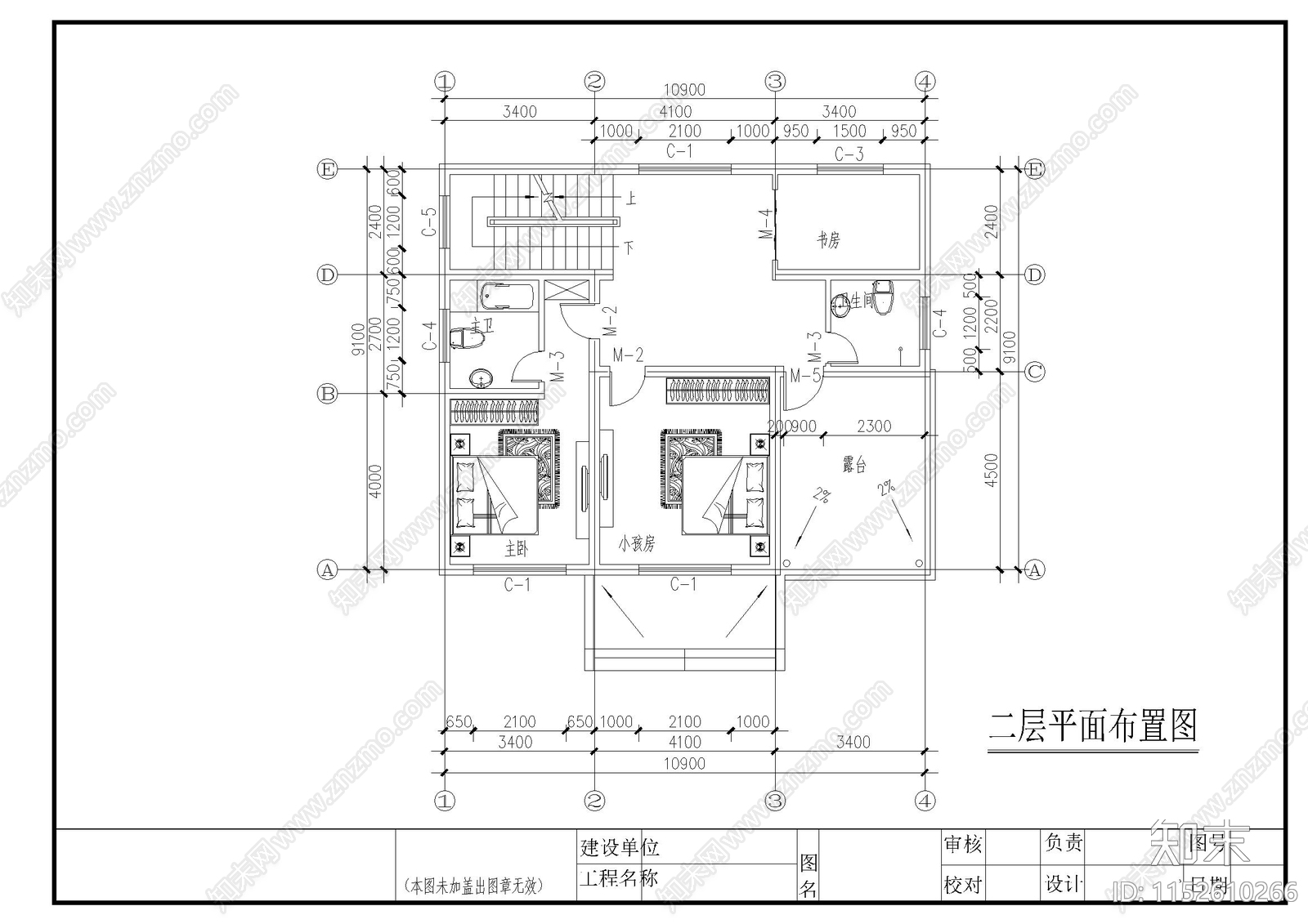 欧式简约别墅cad施工图下载【ID:1152610266】