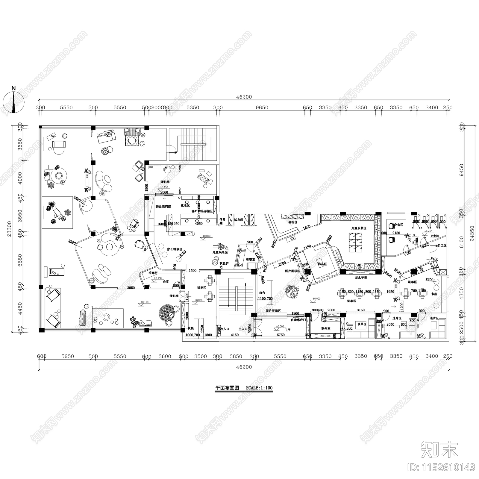 现代MENGDOUER儿童摄影店室内工装cad施工图下载【ID:1152610143】