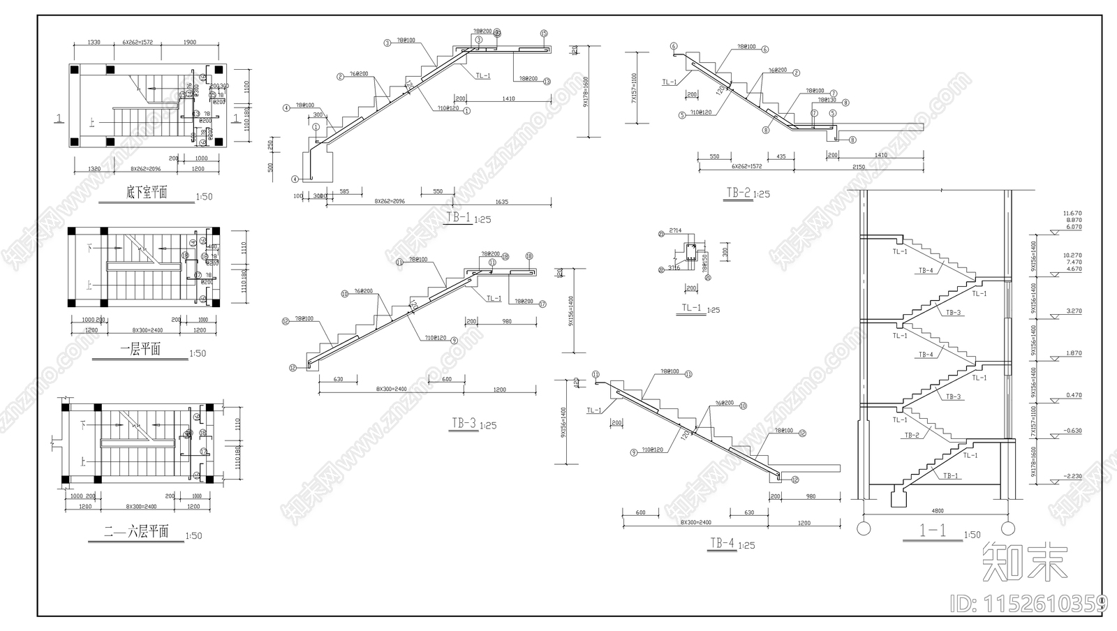 现代简约多层住宅建筑结构图cad施工图下载【ID:1152610359】