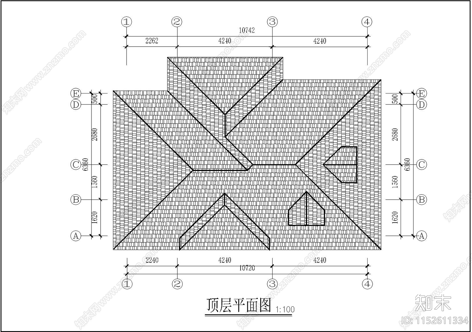 欧式简约别墅cad施工图下载【ID:1152611334】