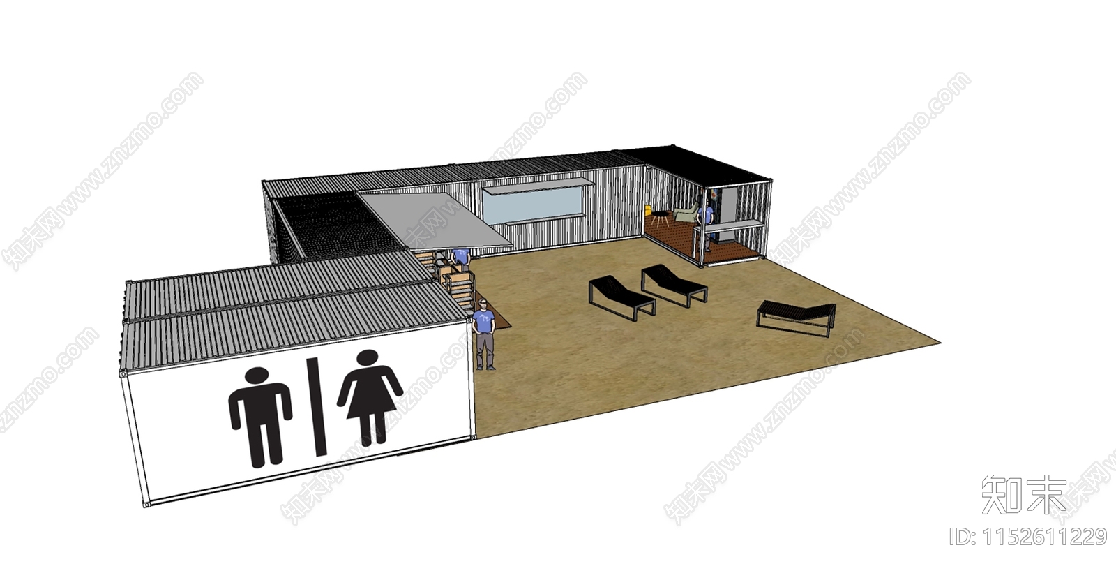 现代集装箱公共厕所SU模型下载【ID:1152611229】