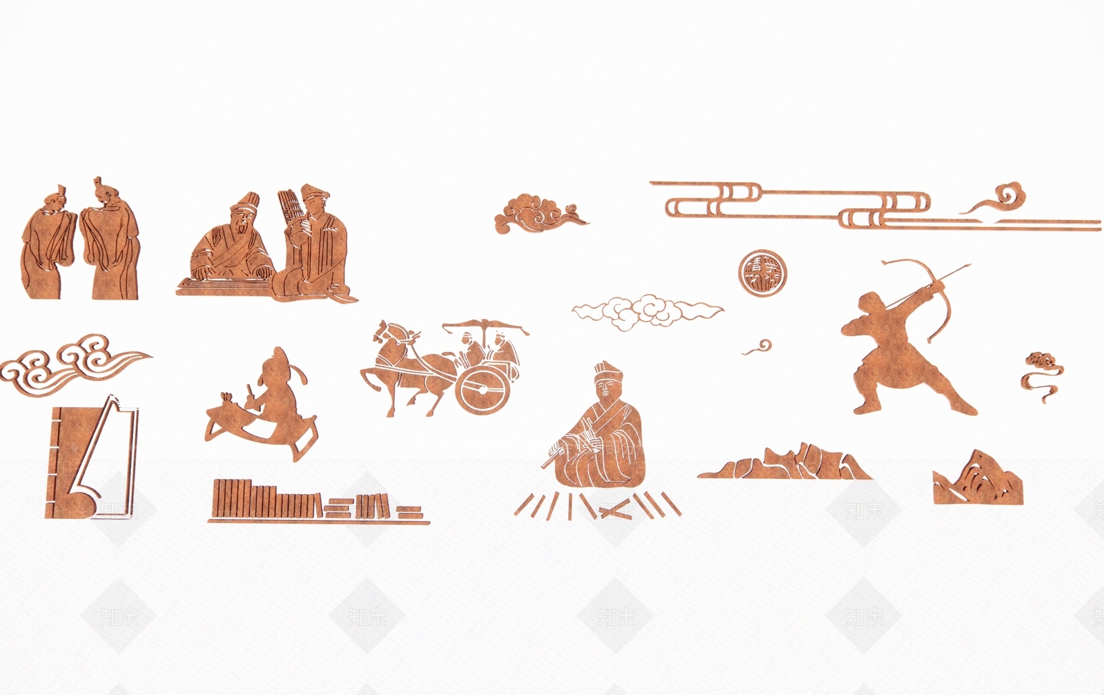 中式古代文化人物耐候钢雕塑小品SU模型下载【ID:1152612650】