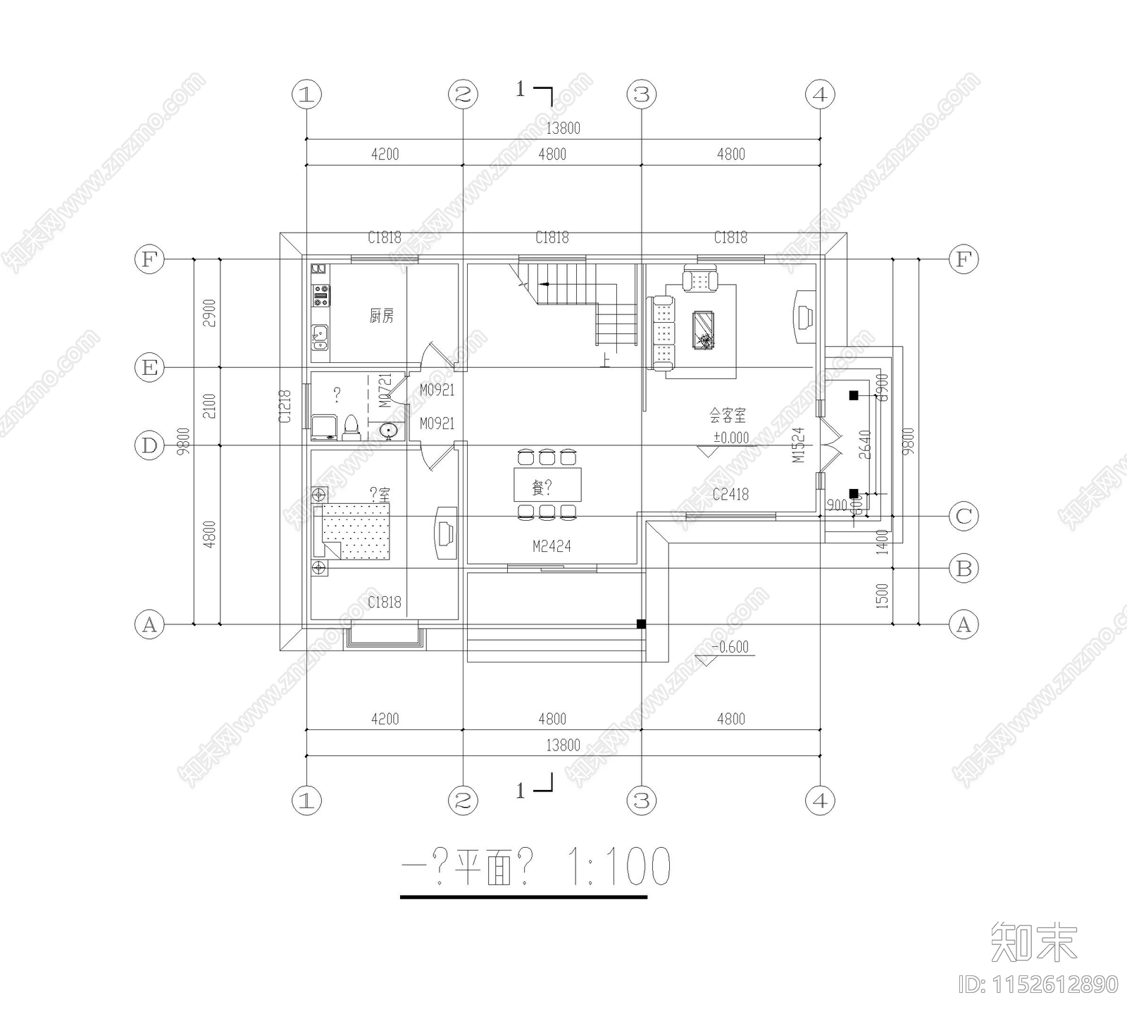 现代别墅cad施工图下载【ID:1152612890】