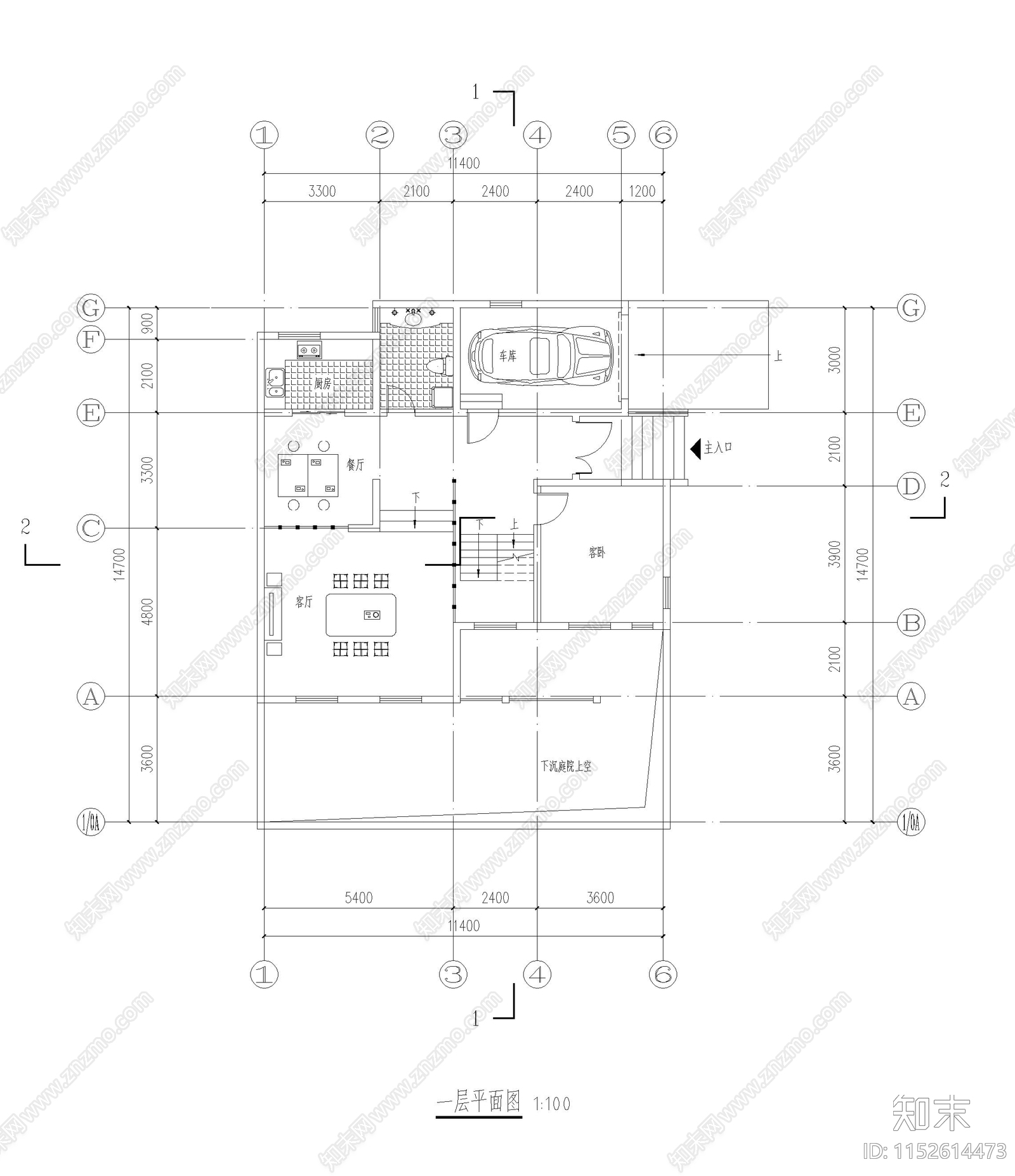 现代简约别墅cad施工图下载【ID:1152614473】