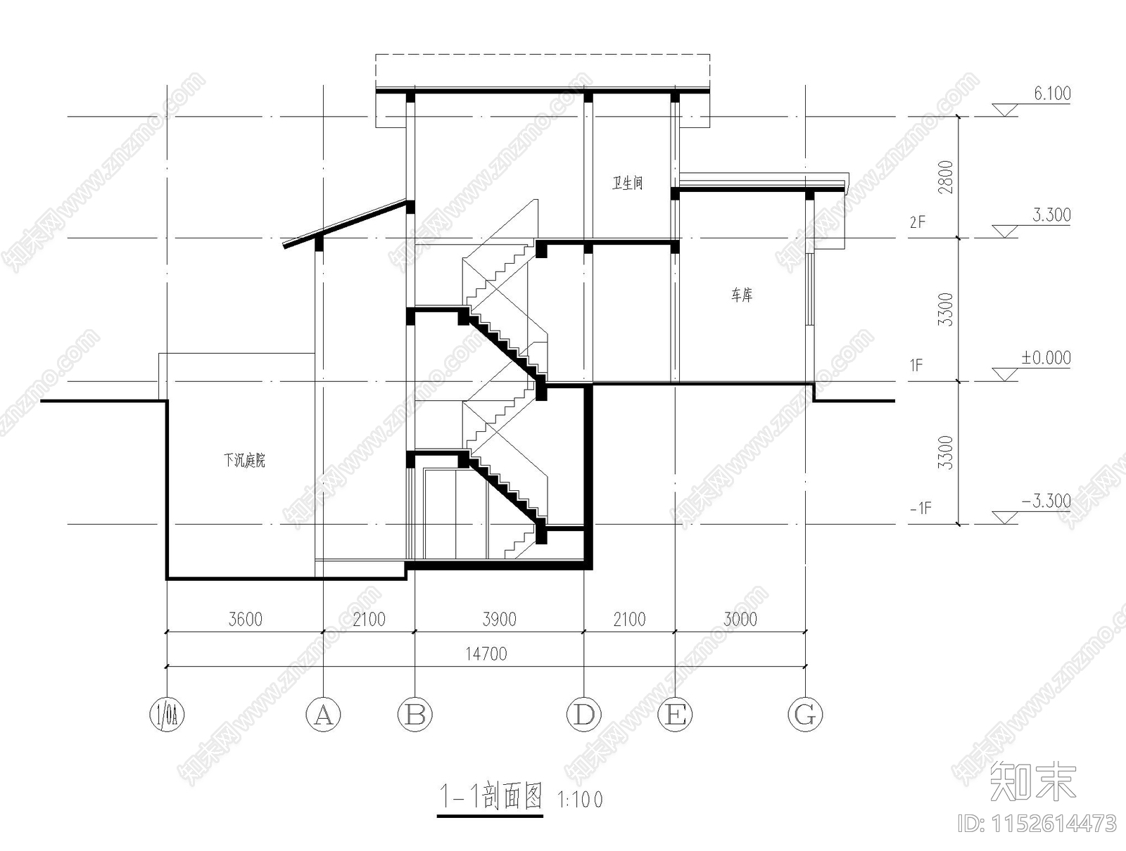 现代简约别墅cad施工图下载【ID:1152614473】