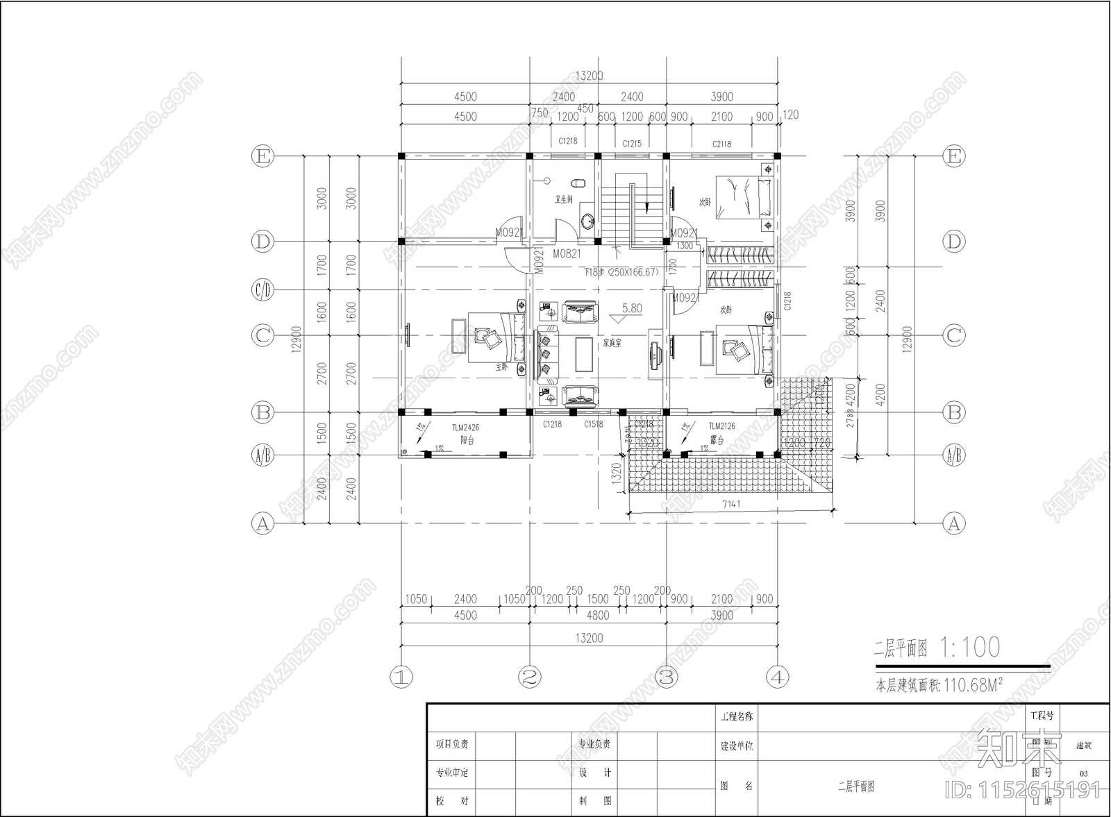 现代别墅建筑结构cad施工图下载【ID:1152615191】