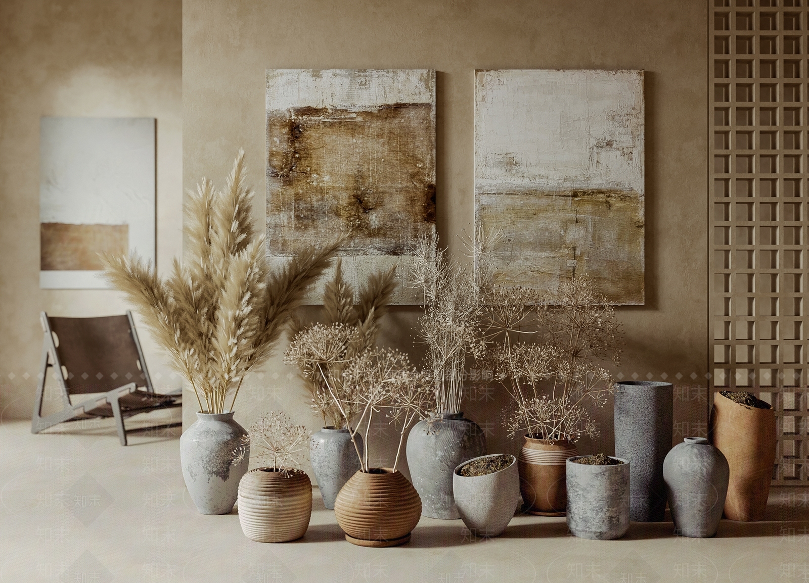 侘寂风陶瓷器皿SU模型下载【ID:1152615212】