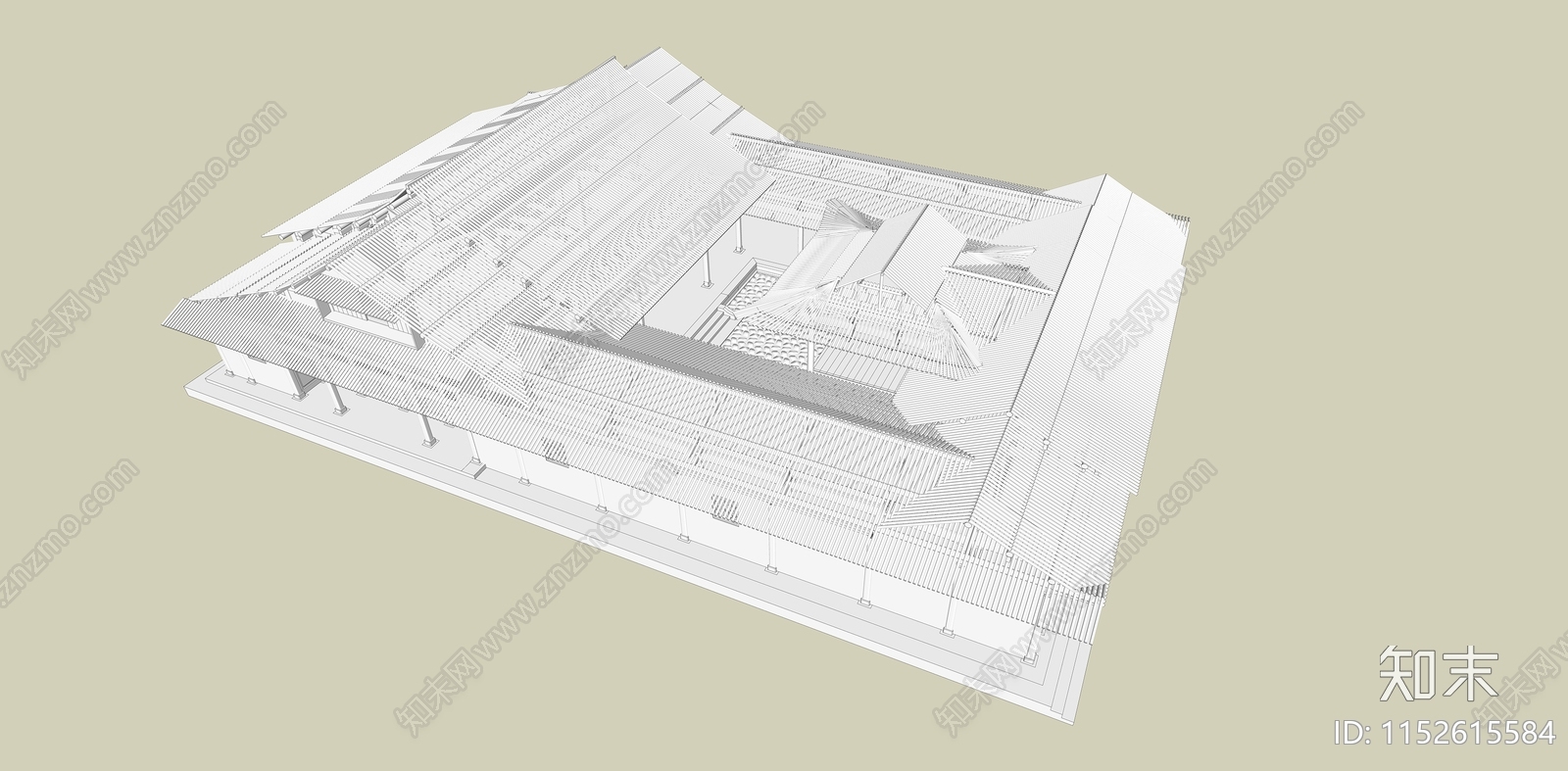 中式寺庙SU模型下载【ID:1152615584】