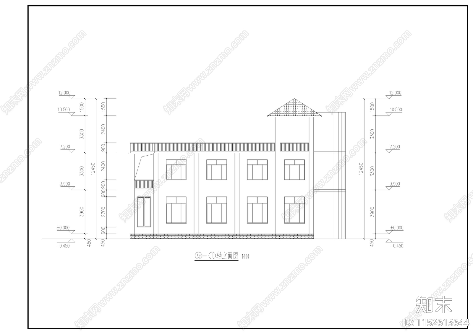 现代简约别墅cad施工图下载【ID:1152615644】