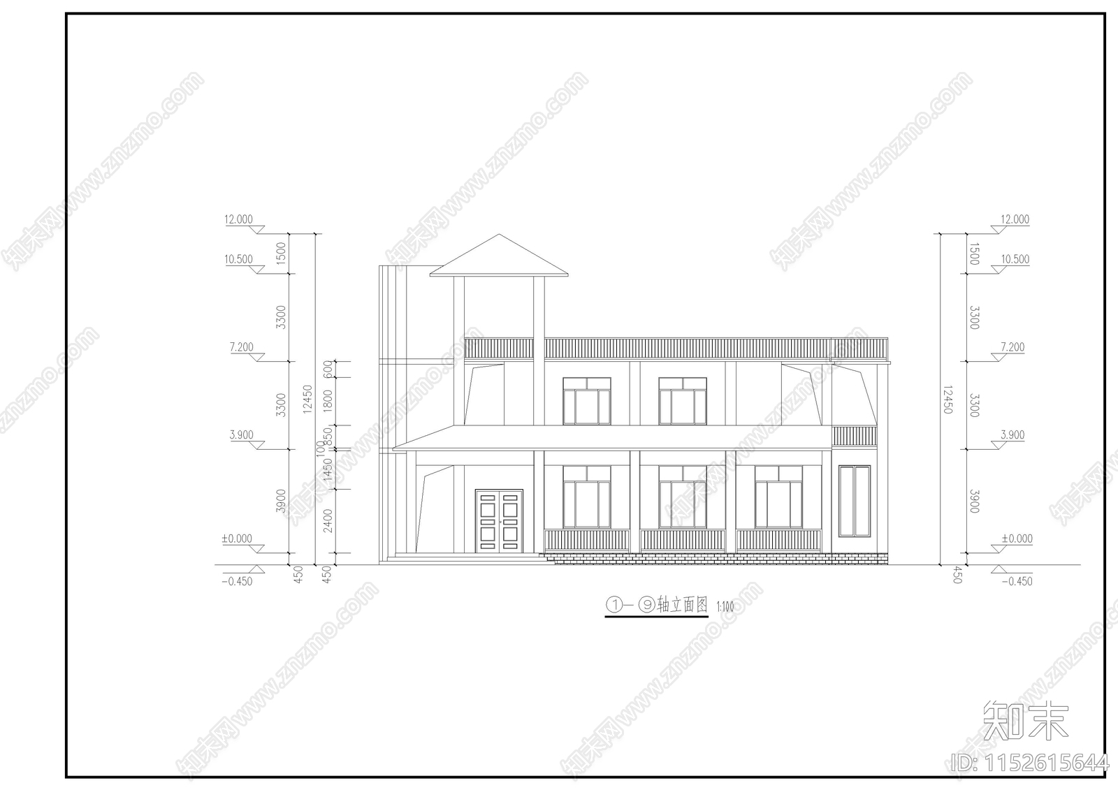 现代简约别墅cad施工图下载【ID:1152615644】