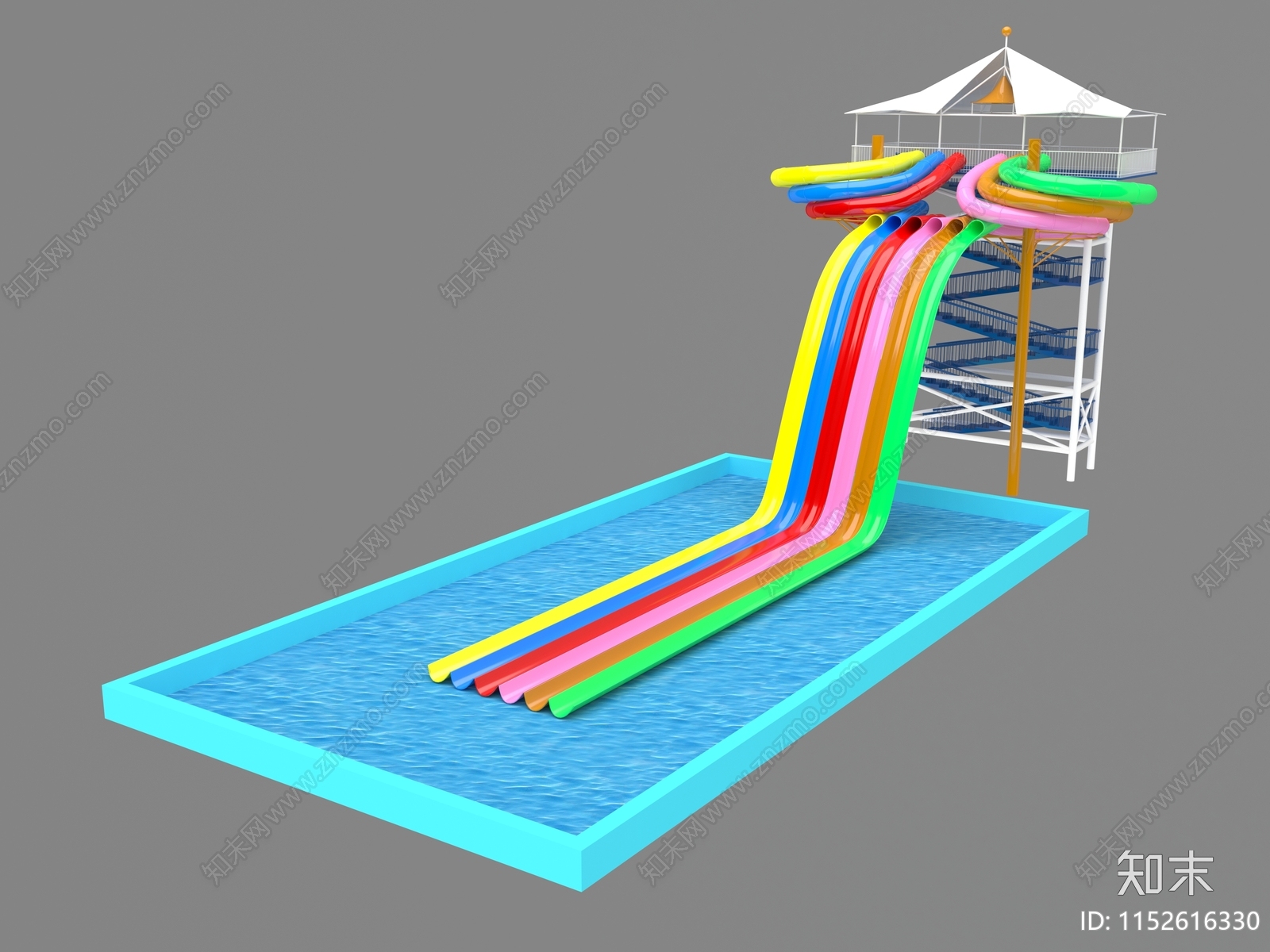 现代水上滑梯3D模型下载【ID:1152616330】