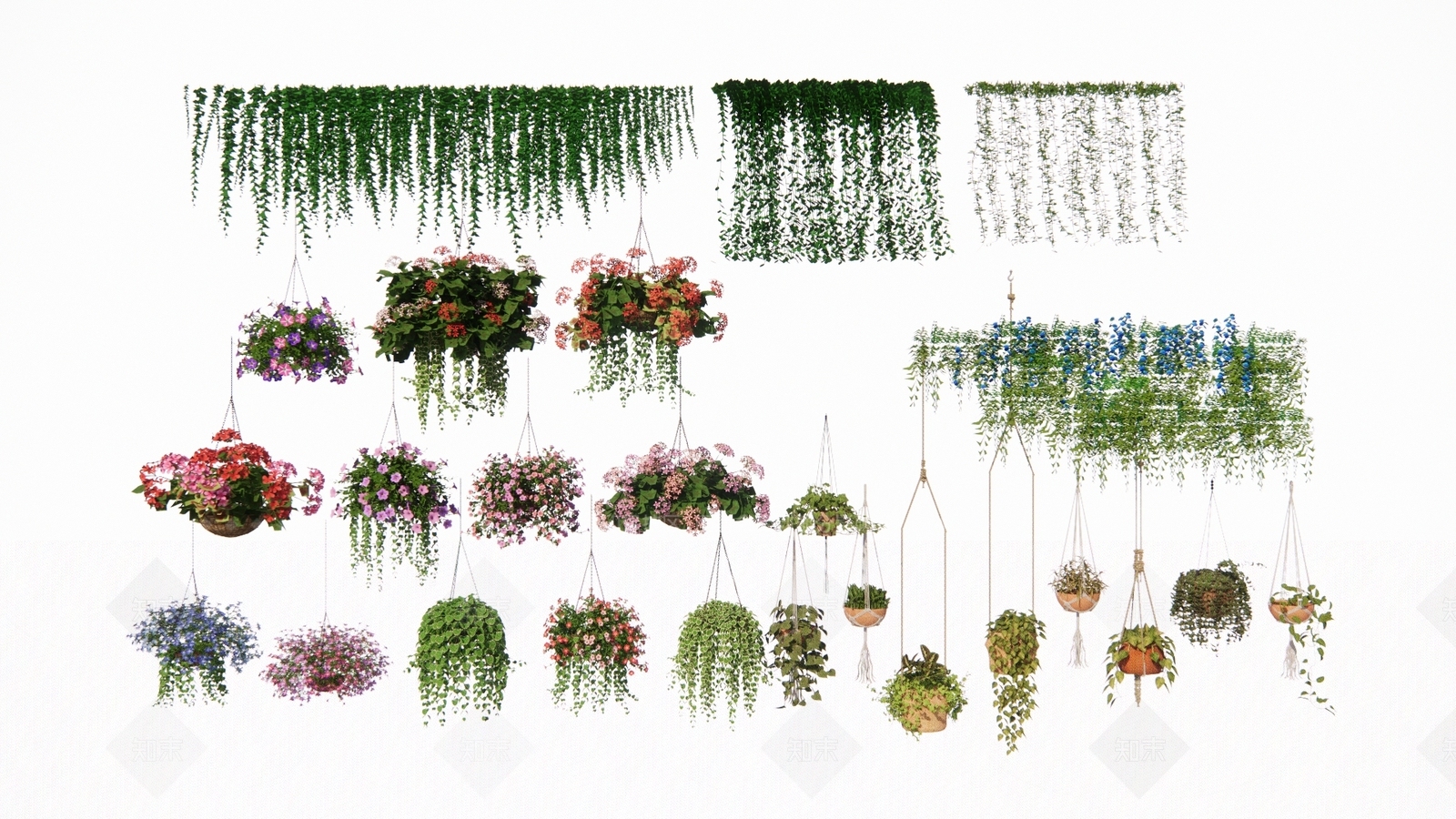 鲜花吊篮SU模型下载【ID:1152618854】