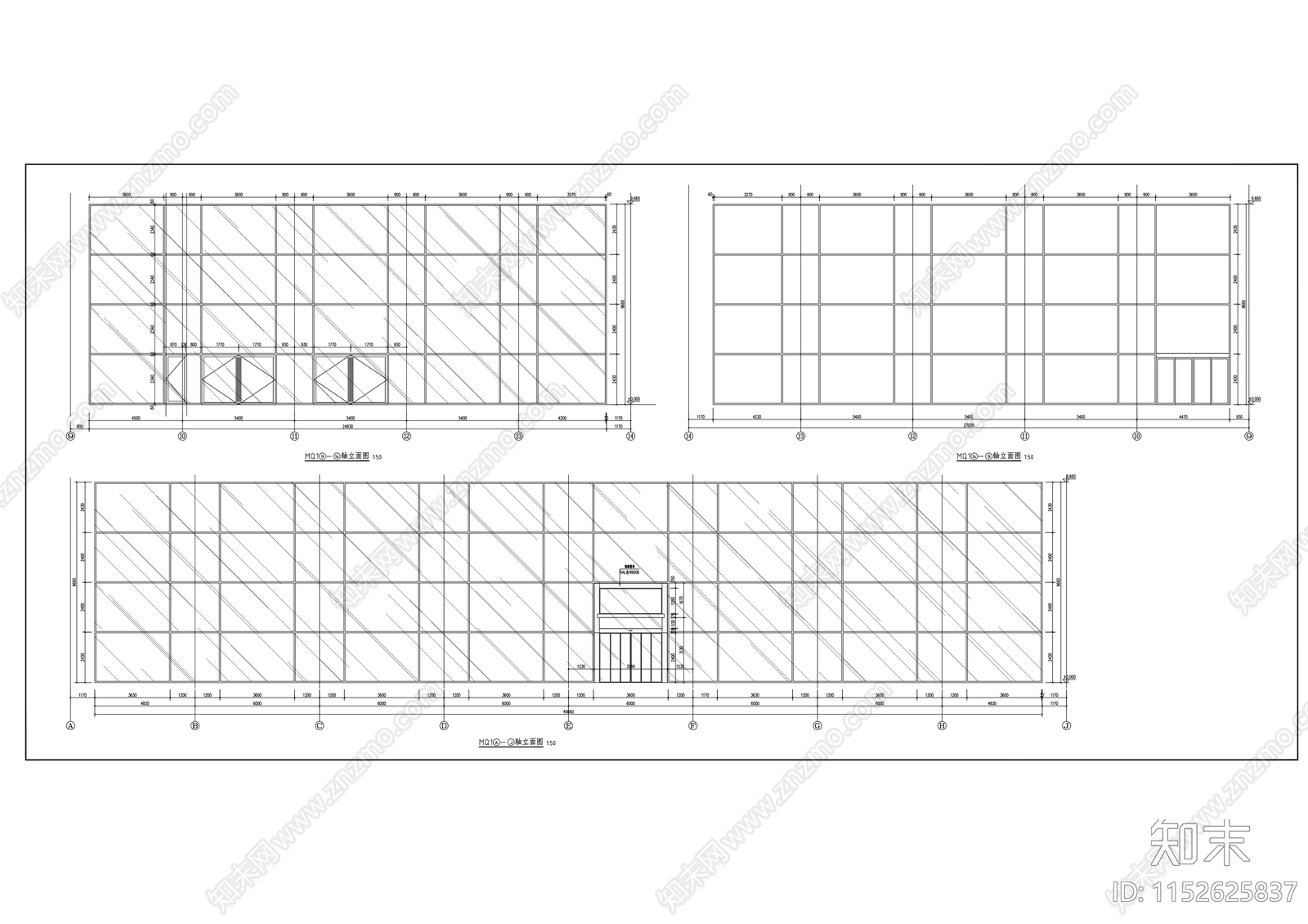 现代奔驰4s店建筑cad施工图下载【ID:1152625837】