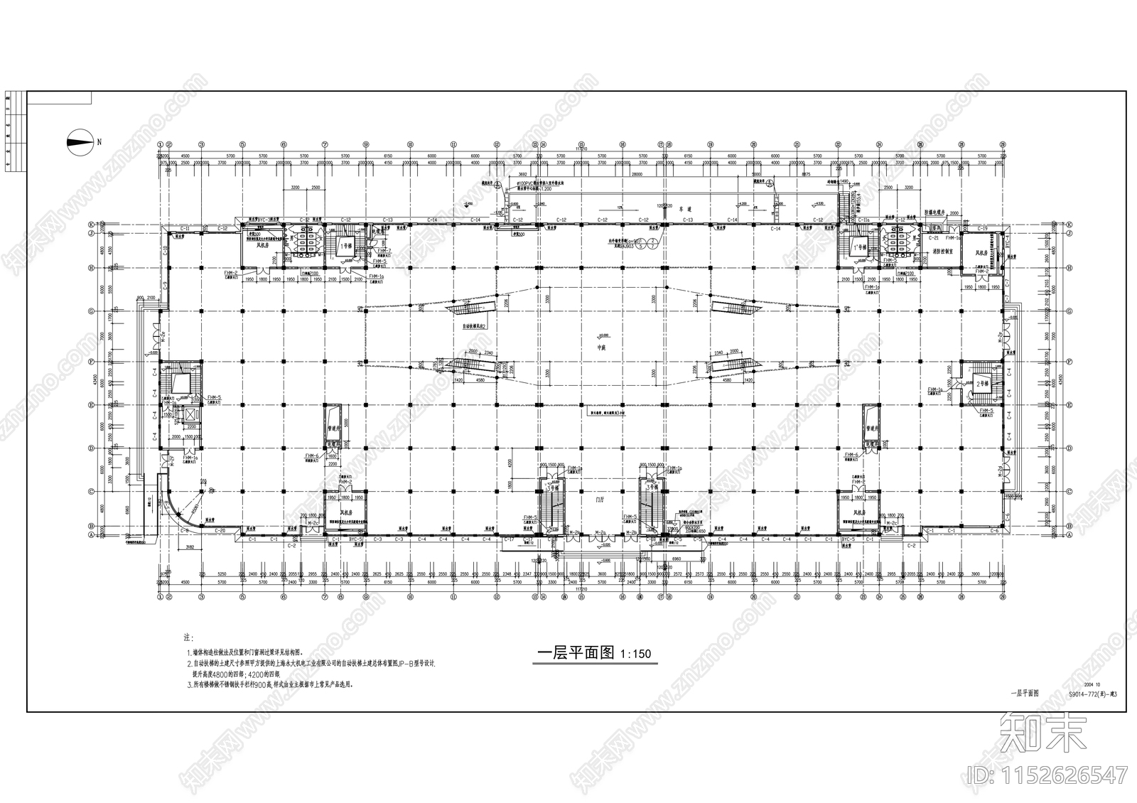 欧式简约大型商场建筑cad施工图下载【ID:1152626547】