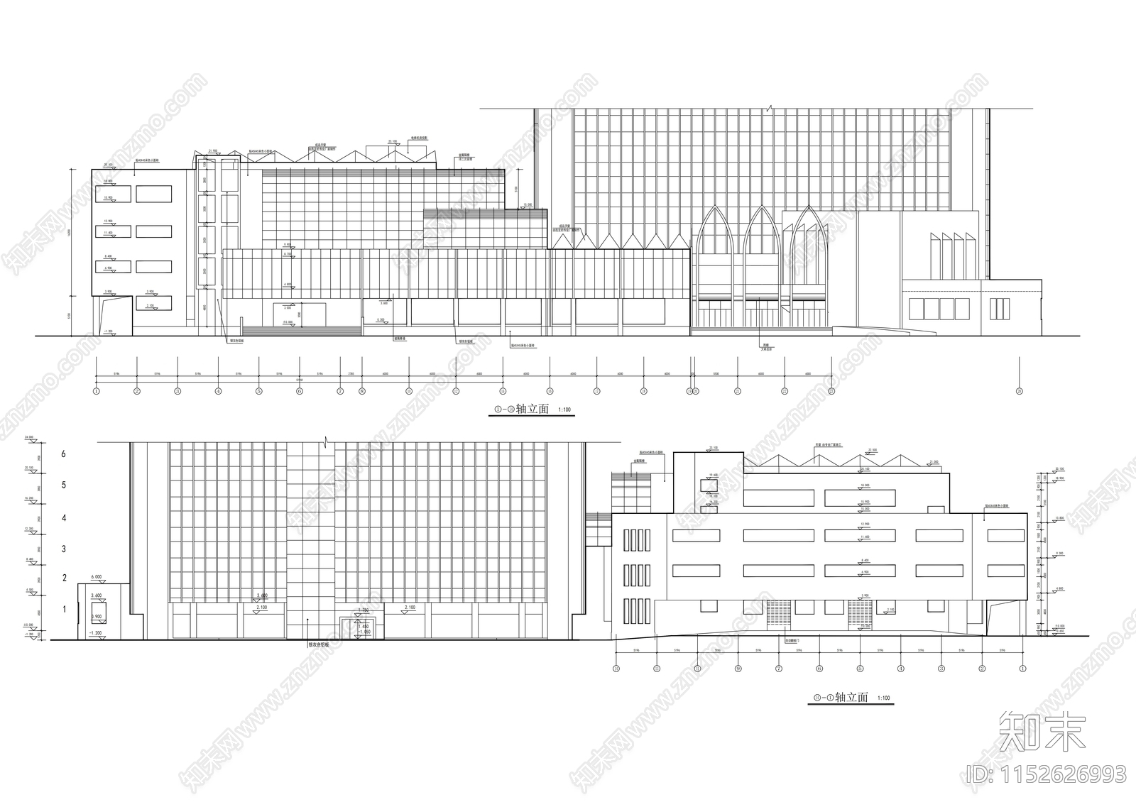 现代二层汽车销售中心建筑施工图下载【ID:1152626993】