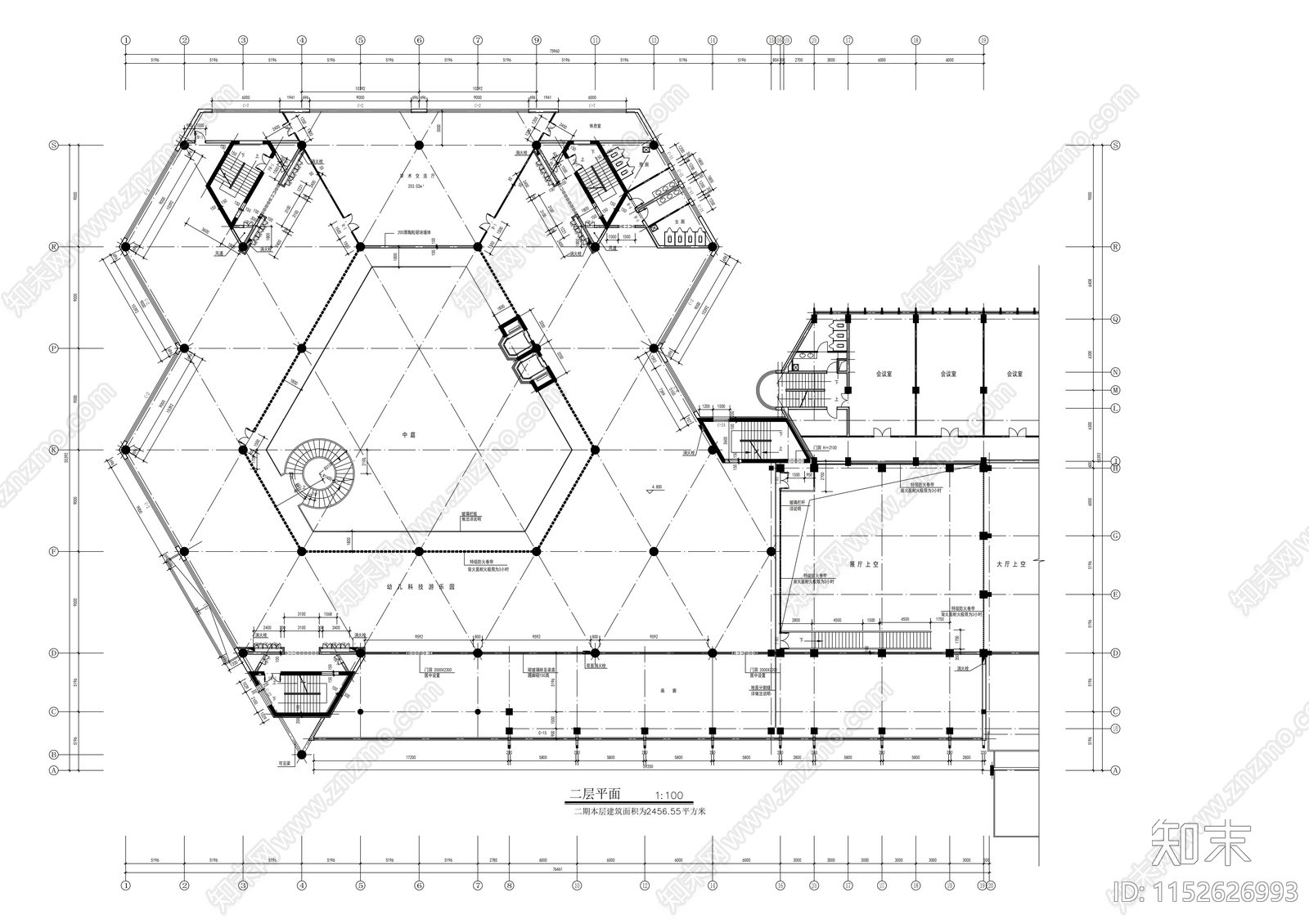 现代二层汽车销售中心建筑cad施工图下载【ID:1152626993】