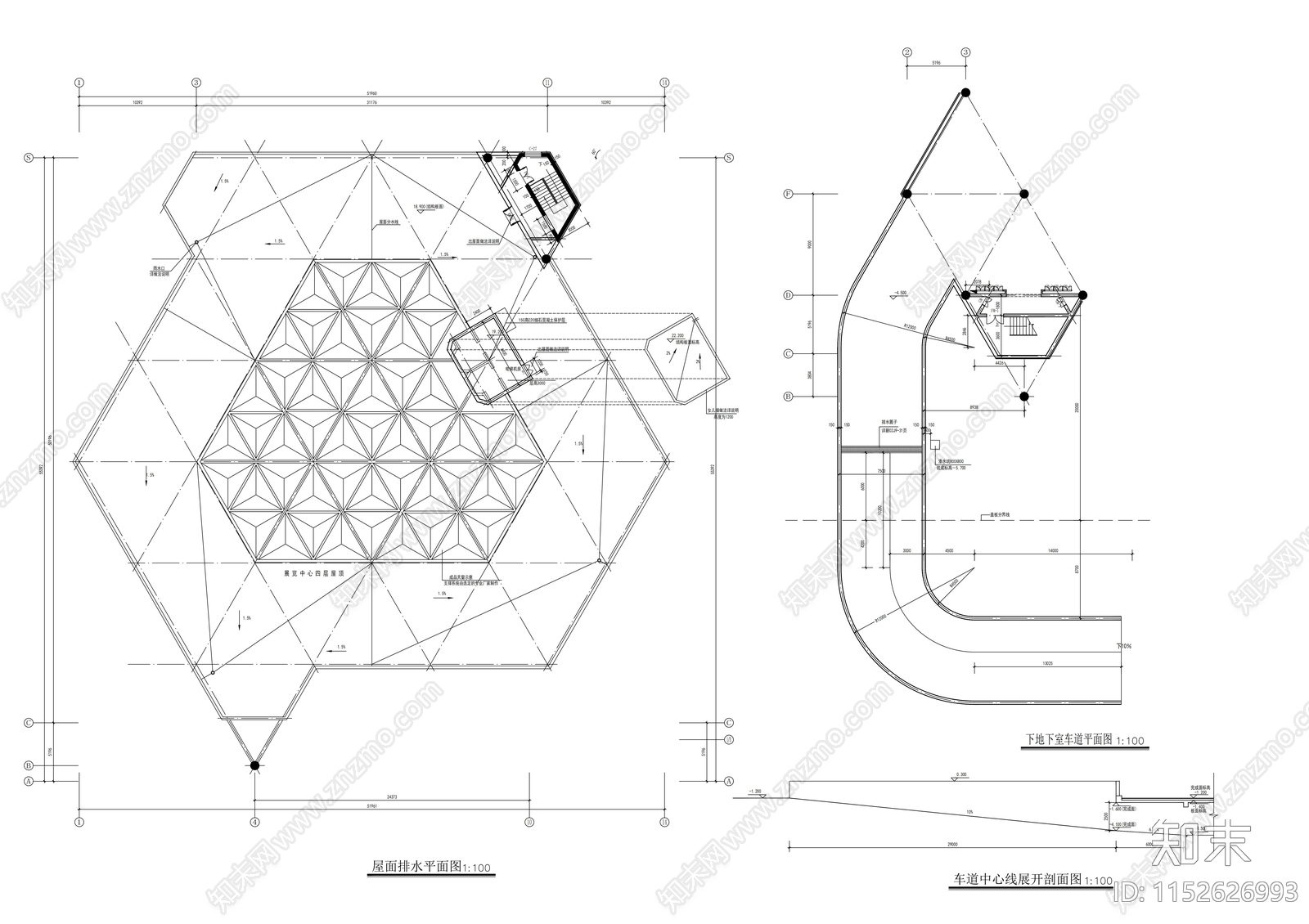 现代二层汽车销售中心建筑cad施工图下载【ID:1152626993】