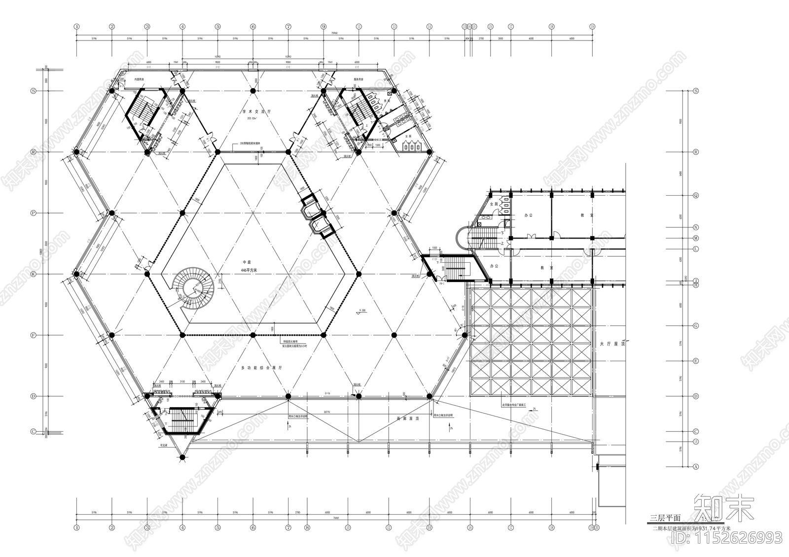 现代二层汽车销售中心建筑cad施工图下载【ID:1152626993】