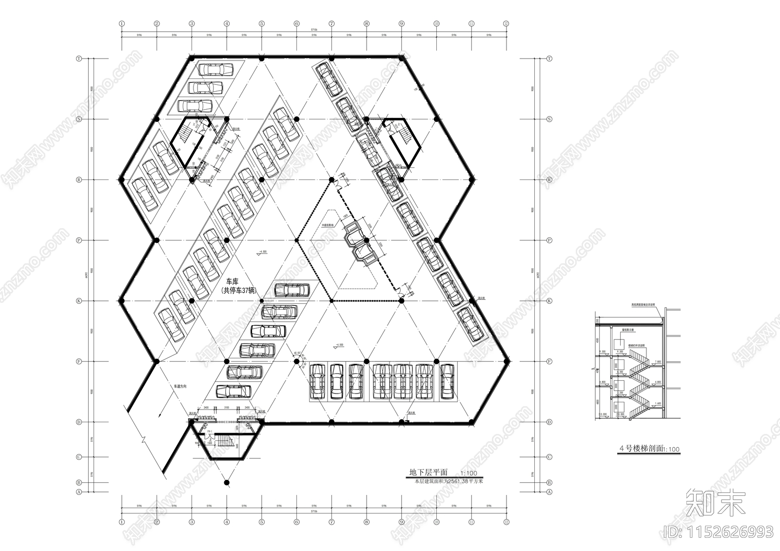 现代二层汽车销售中心建筑cad施工图下载【ID:1152626993】