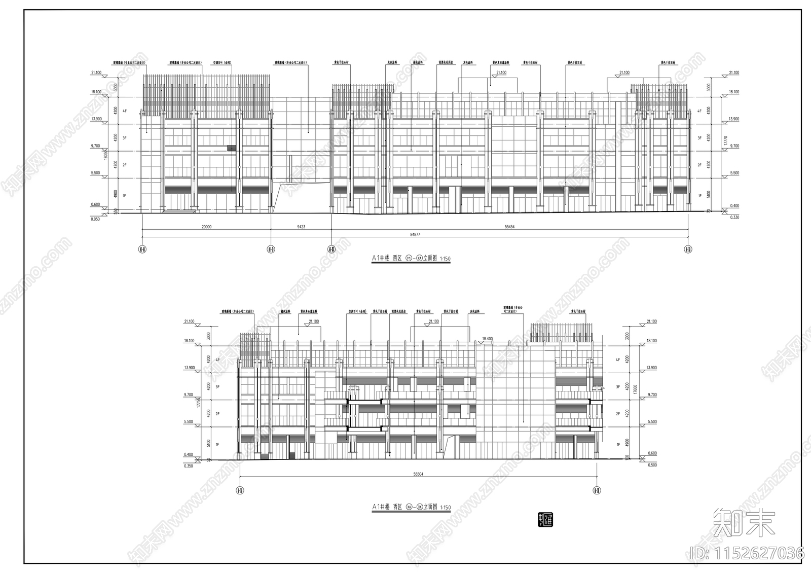 高层商业综合体建筑cad施工图下载【ID:1152627036】