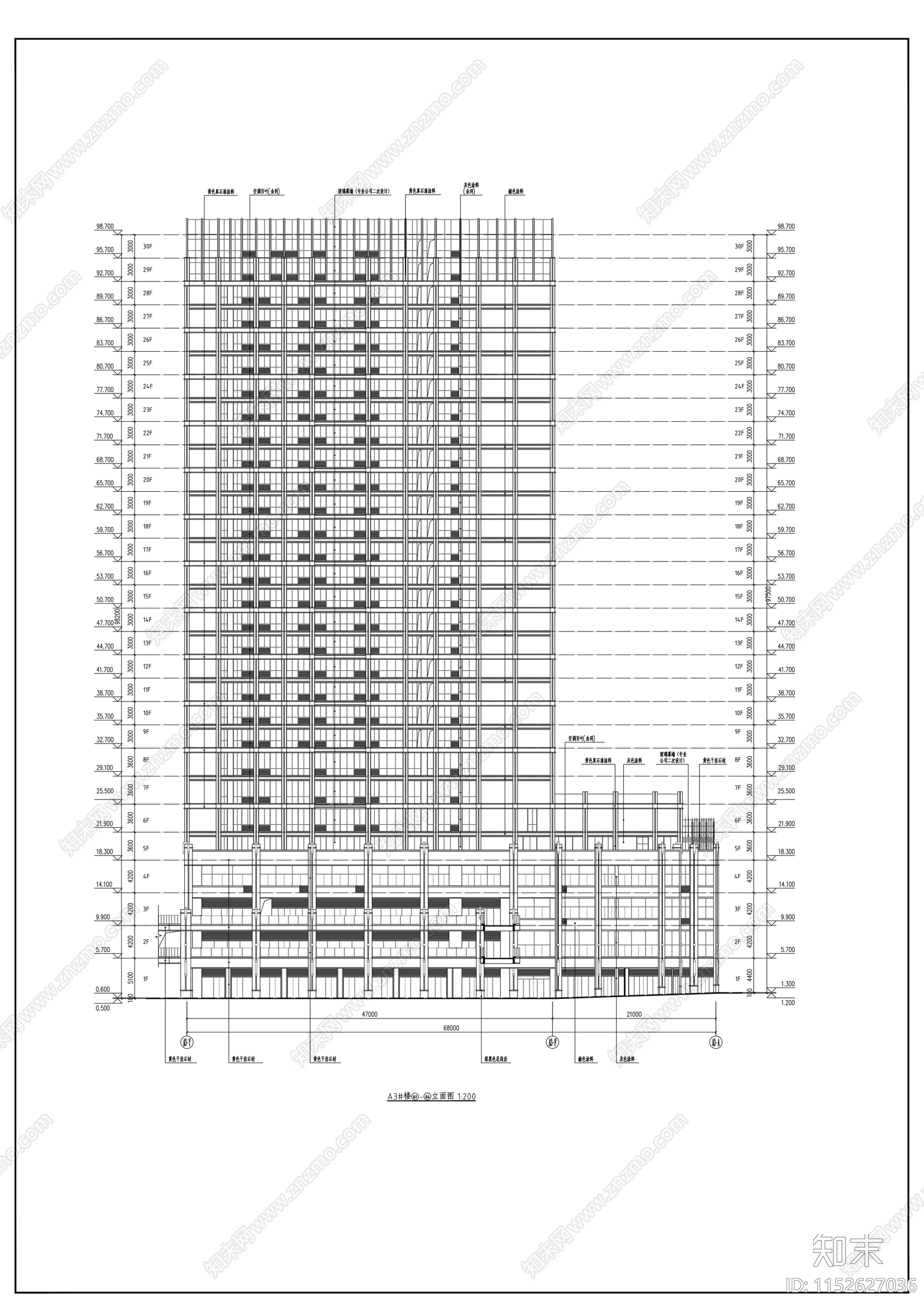 高层商业综合体建筑cad施工图下载【ID:1152627036】