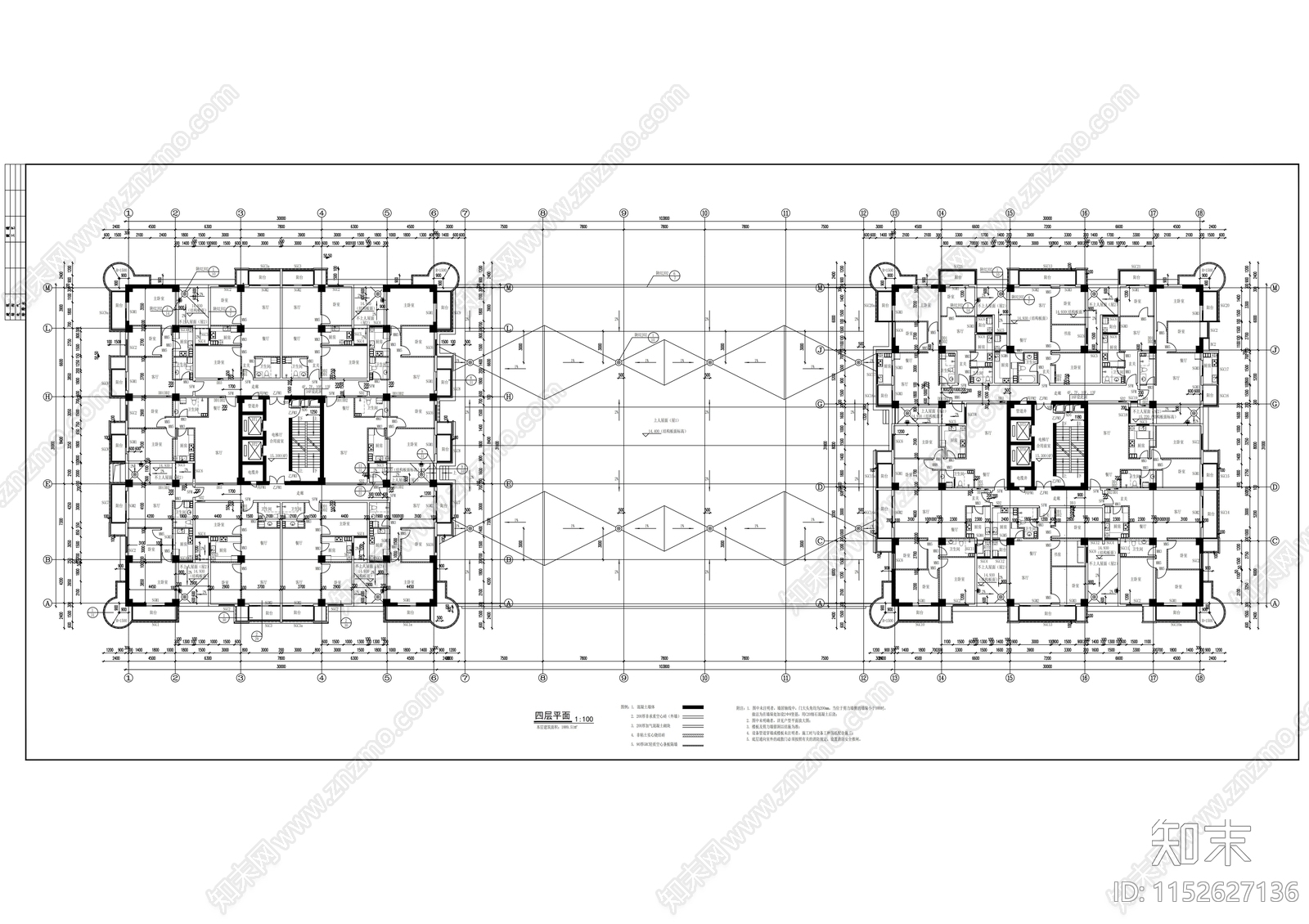 高层商住楼建筑设计cad施工图下载【ID:1152627136】