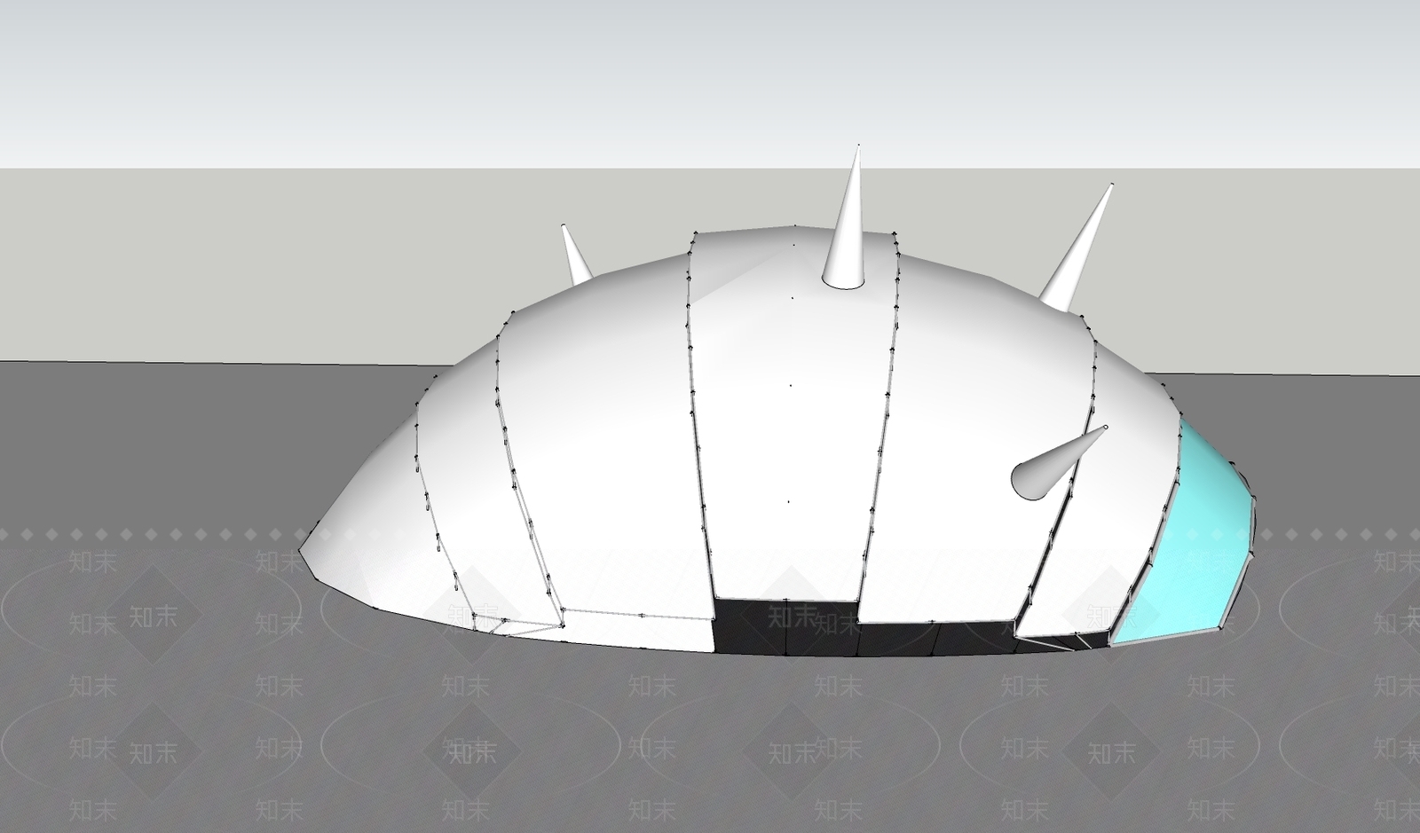 现代拱形艺术性不规则形展览馆SU模型下载【ID:1152627500】