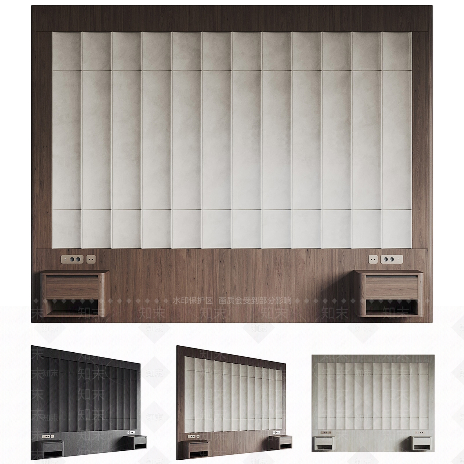 现代卧室背景墙3D模型下载【ID:1152628071】