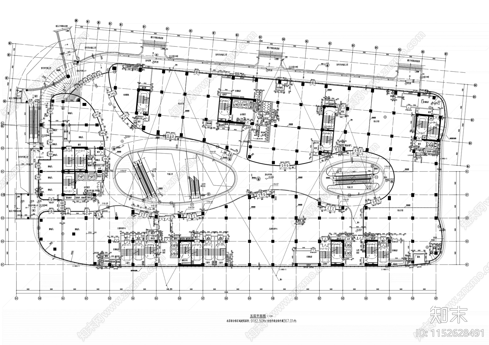 九层大型购物商场建筑cad施工图下载【ID:1152628491】