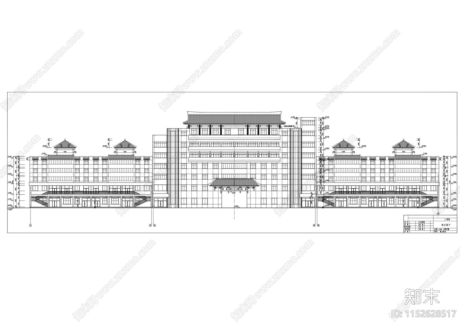 七层商业综合服务楼建筑cad施工图下载【ID:1152628517】