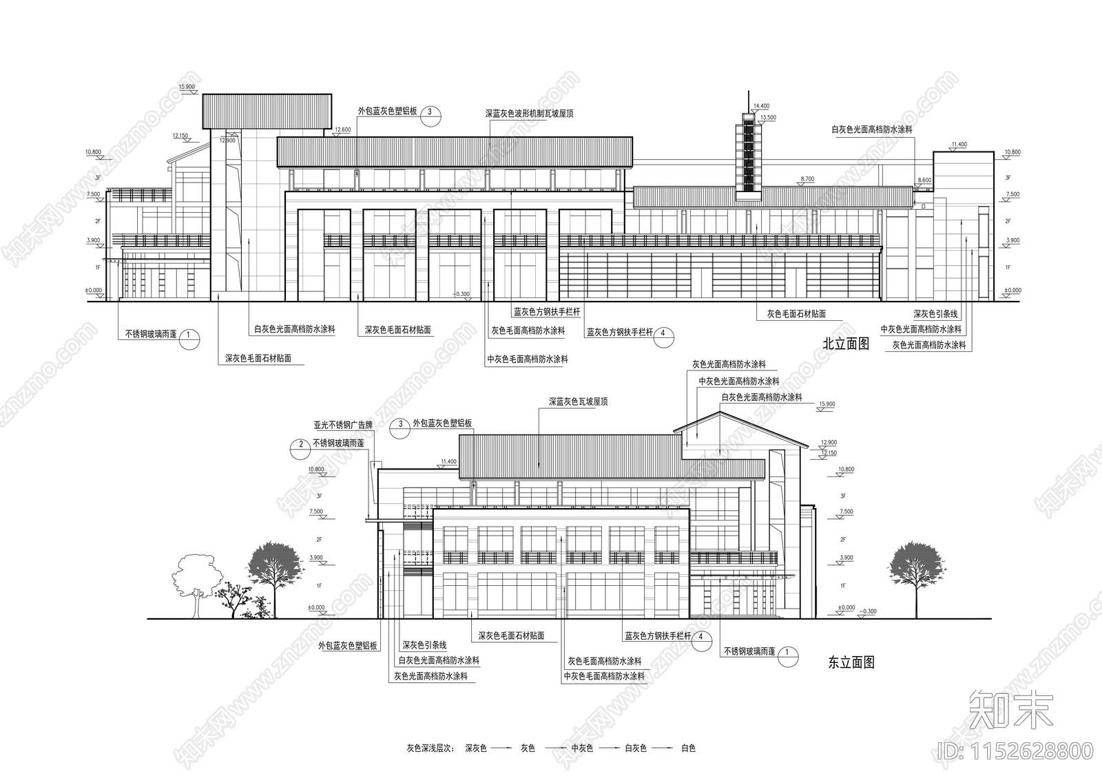 三层商业街建筑cad施工图下载【ID:1152628800】