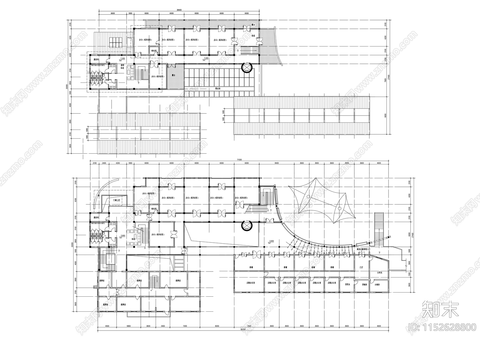 三层商业街建筑cad施工图下载【ID:1152628800】