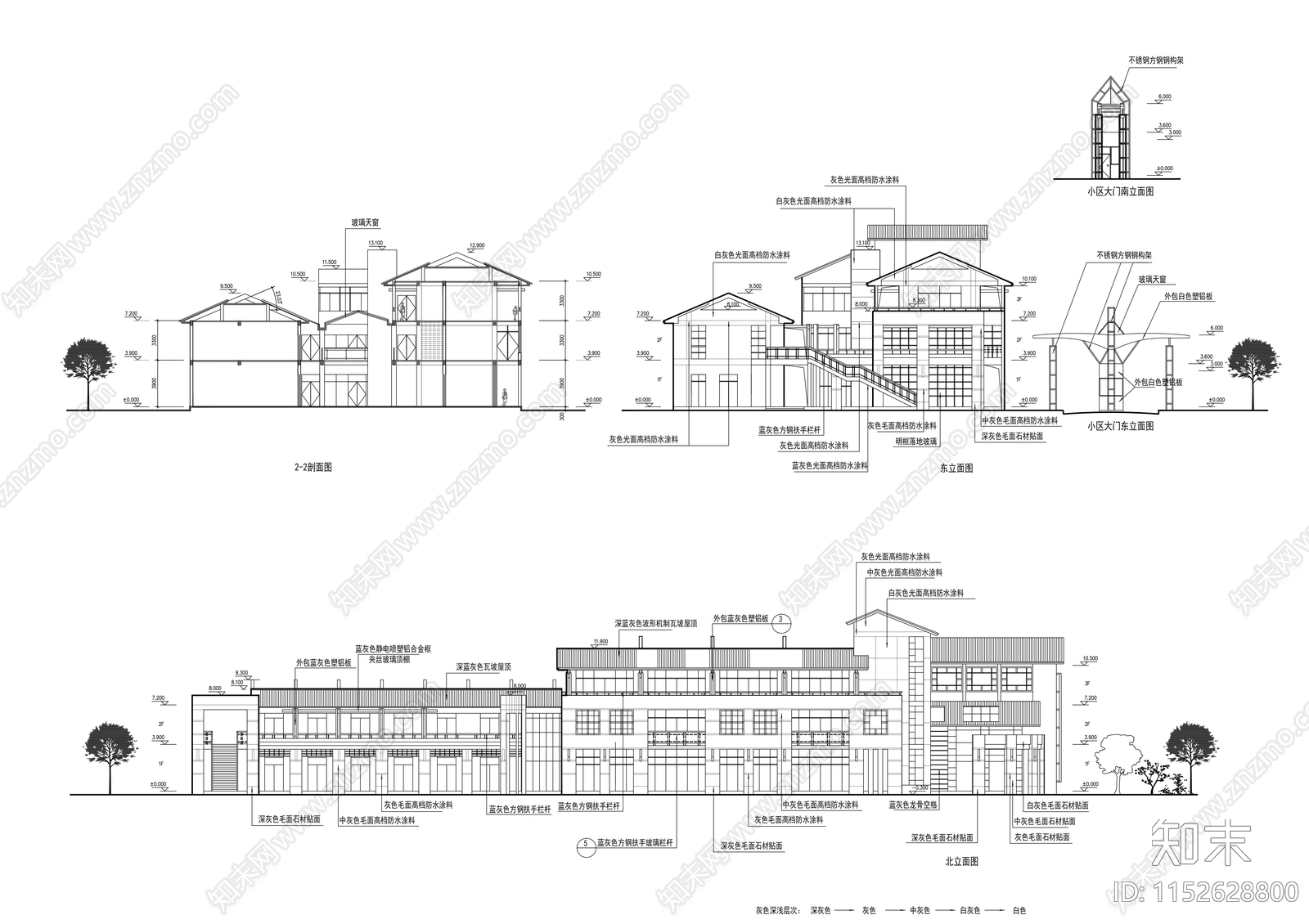 三层商业街建筑cad施工图下载【ID:1152628800】