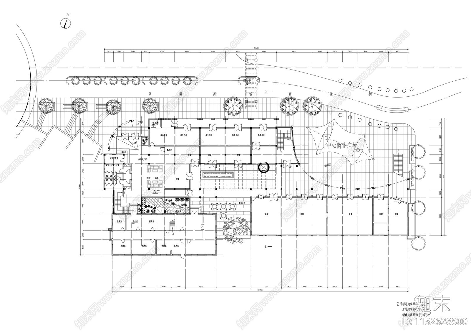 三层商业街建筑cad施工图下载【ID:1152628800】