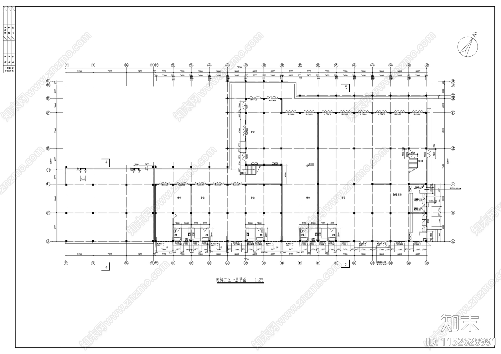 商业步行街建筑cad施工图下载【ID:1152628991】