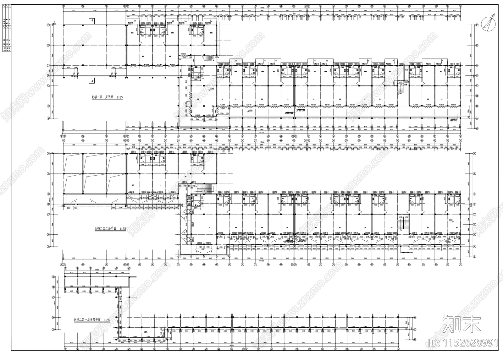 商业步行街建筑cad施工图下载【ID:1152628991】